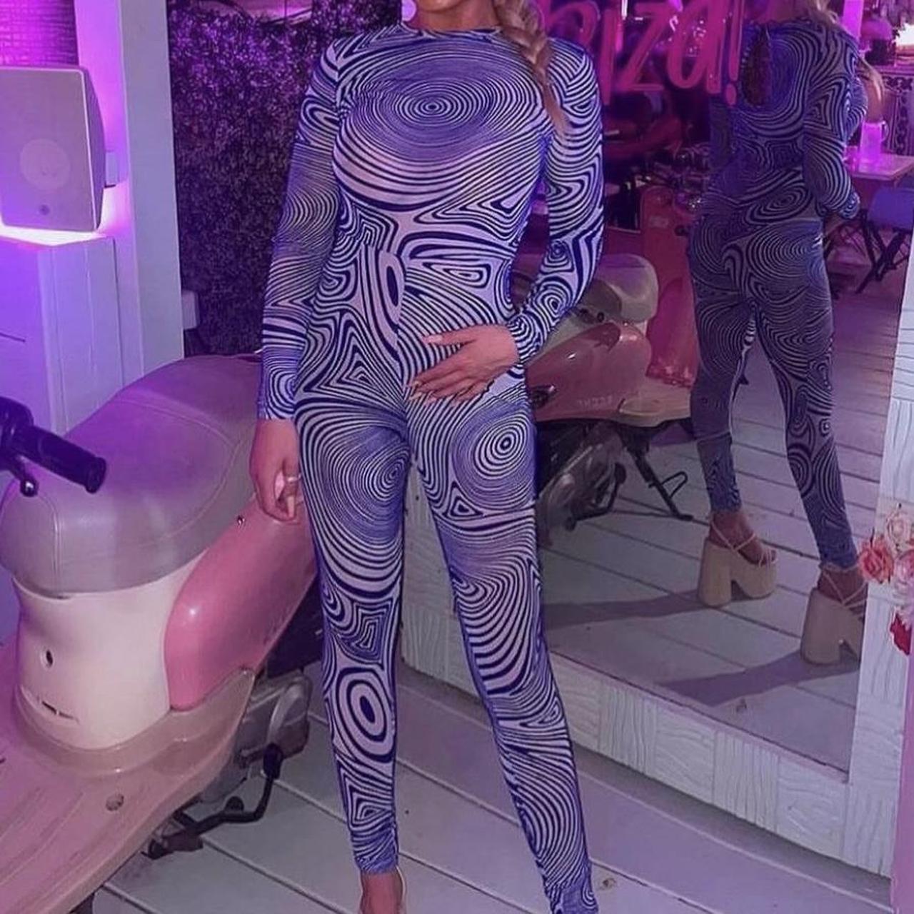 plt blue mesh jumpsuit Depop