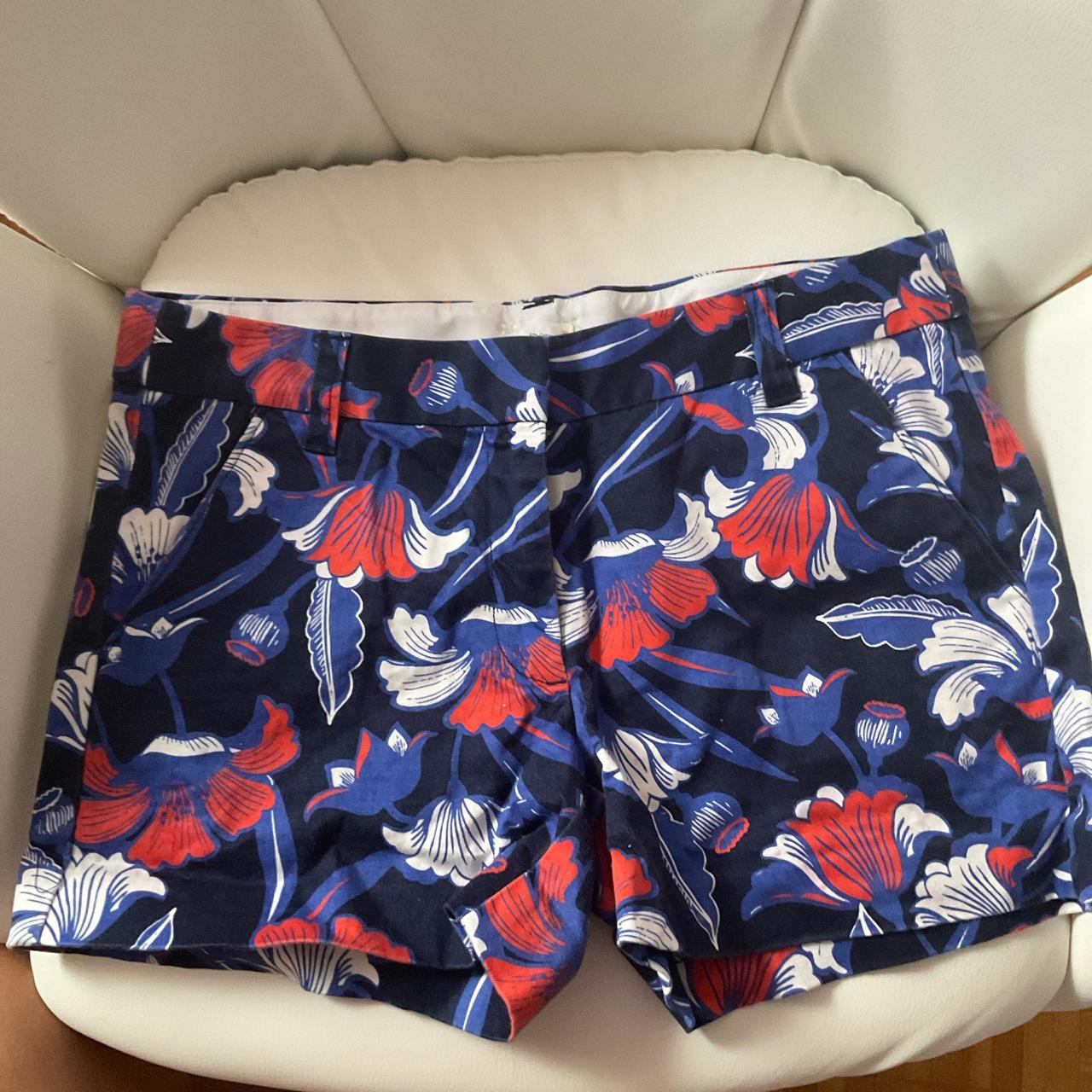 Floral J Crew Boxer Shorts Women's Chino Shorts Navy Blue White