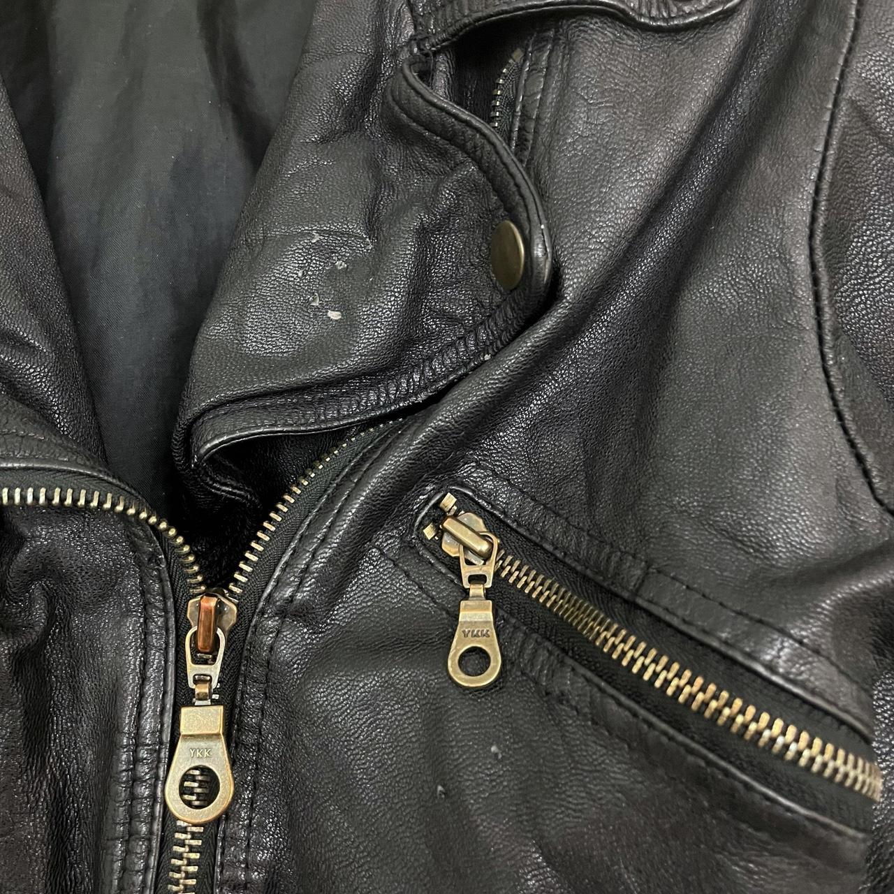 CROPPED LEATHER MOTO JACKET • Brand: N/A • Era:... - Depop