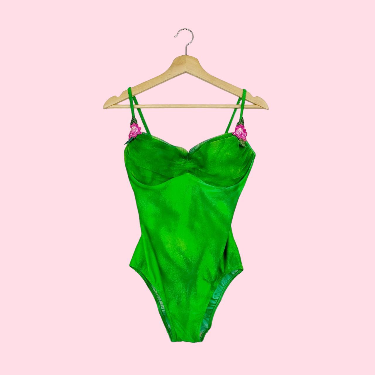 GREEN TROPICAL SWIMSUIT • Brand Gottex • Era 80s... Depop