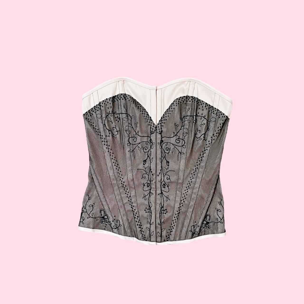 BLACK POLYESTER EMBROIDERED CORSET