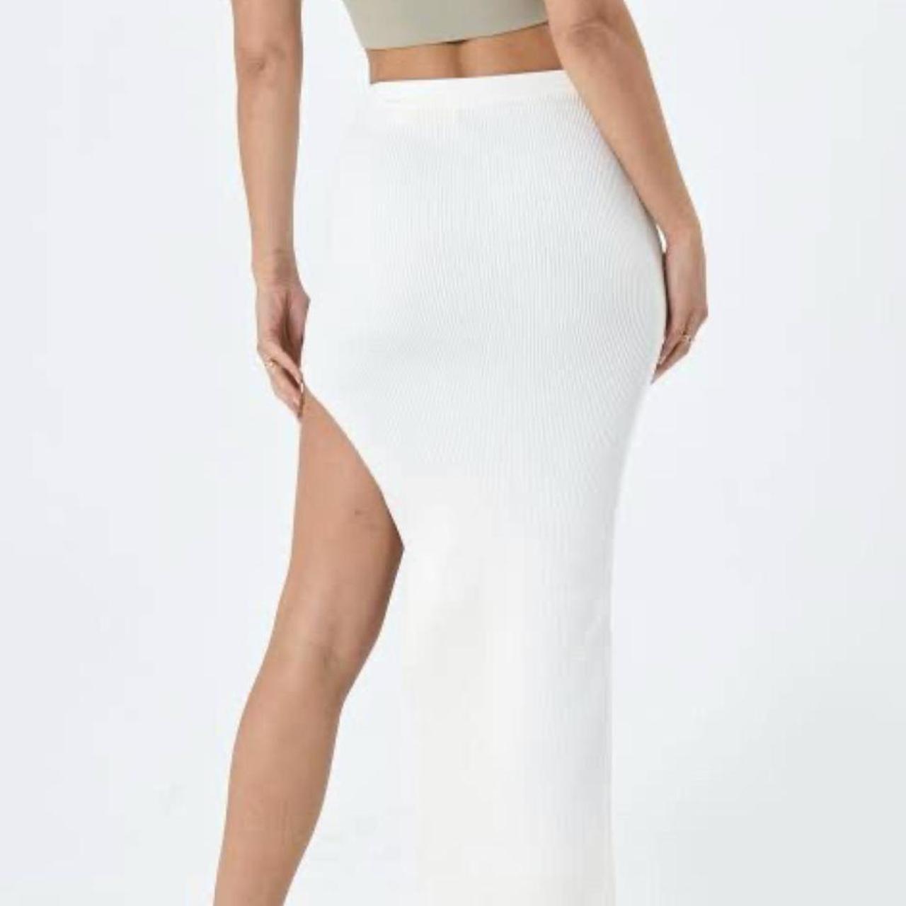 On Hold Glassons Ribbed Knit Maxi Skirt White Size Depop