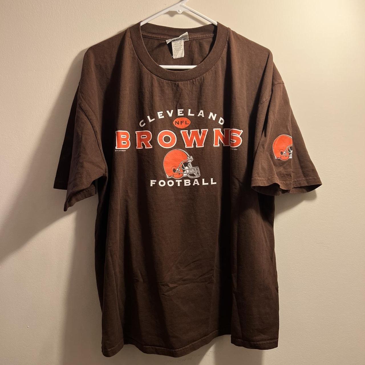 Vintage 2000s Cleveland Browns Logo Brown T Shirt In - Depop