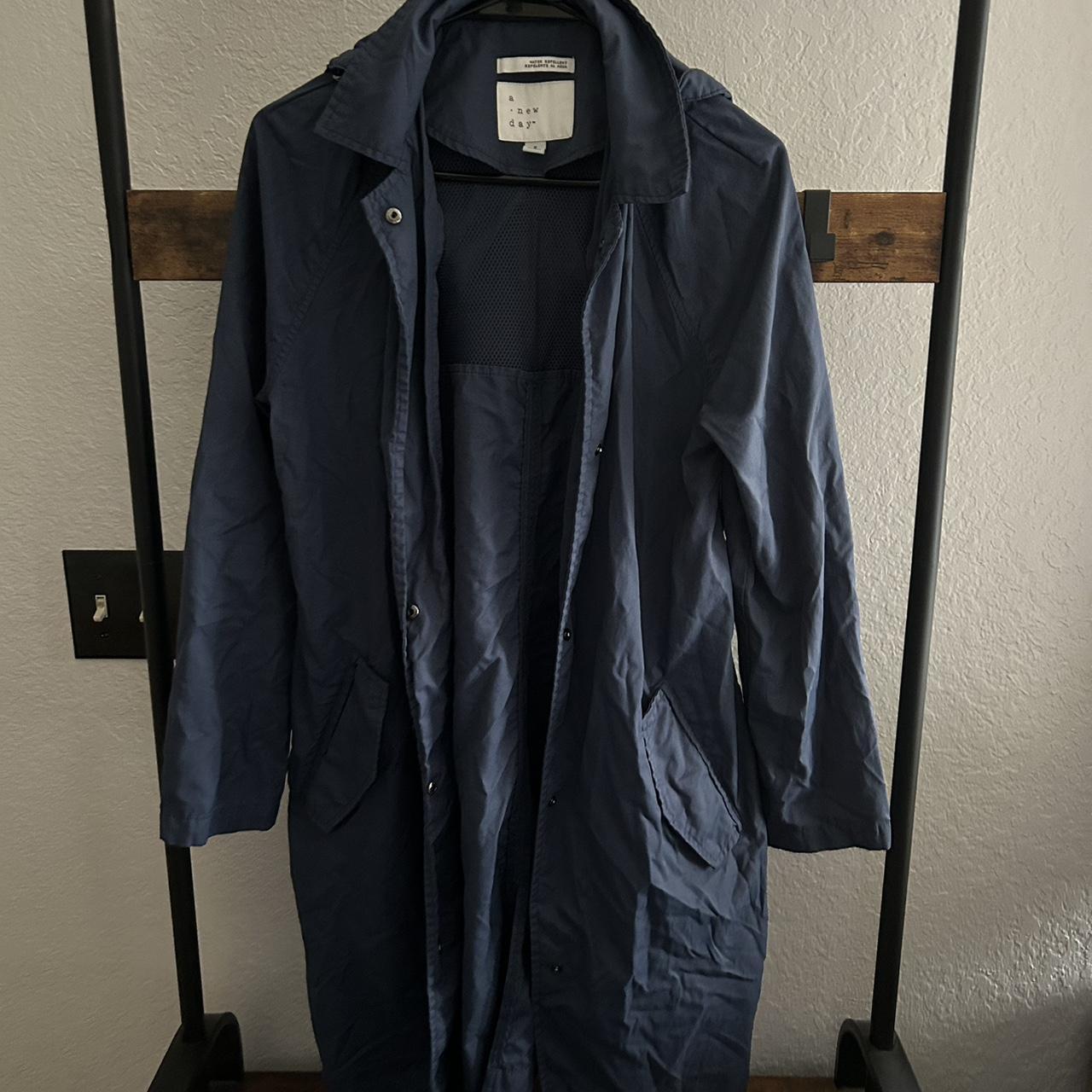 Navy blue raincoat, size small. - Depop