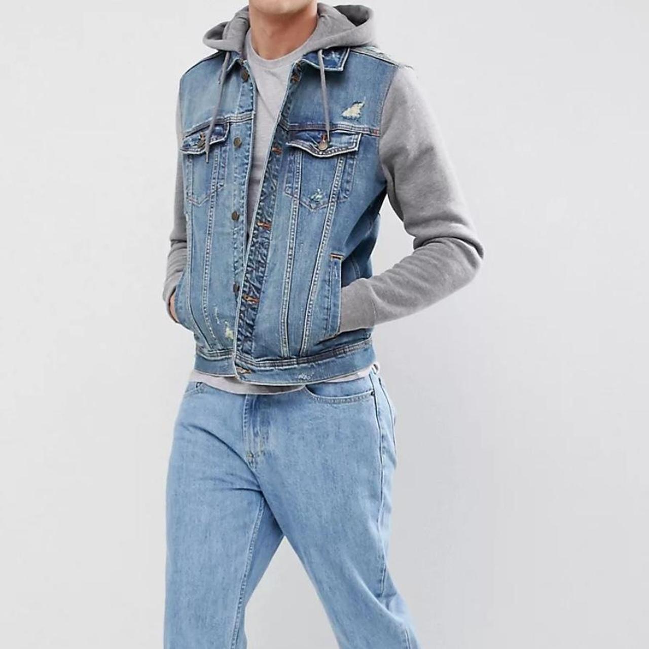 Hooded Distressed Denim Jacket from Hollister