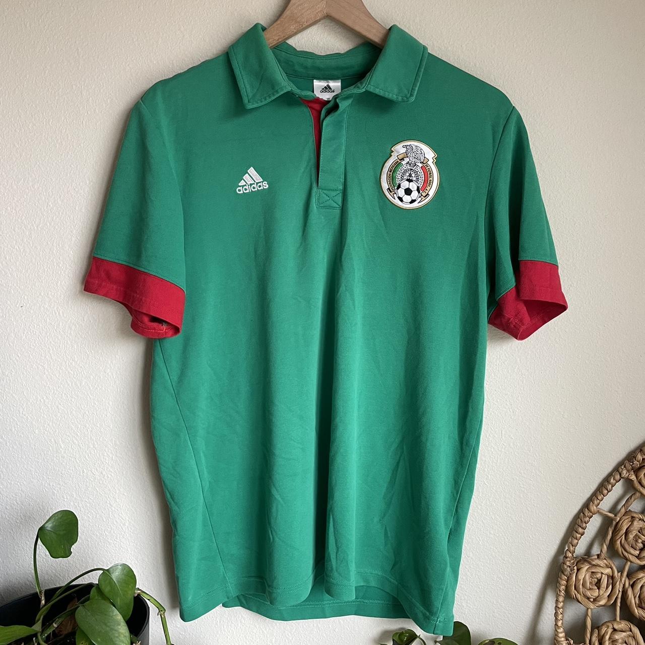 Vintage Adidas Mexico Soccer Futbol Polo Shirt