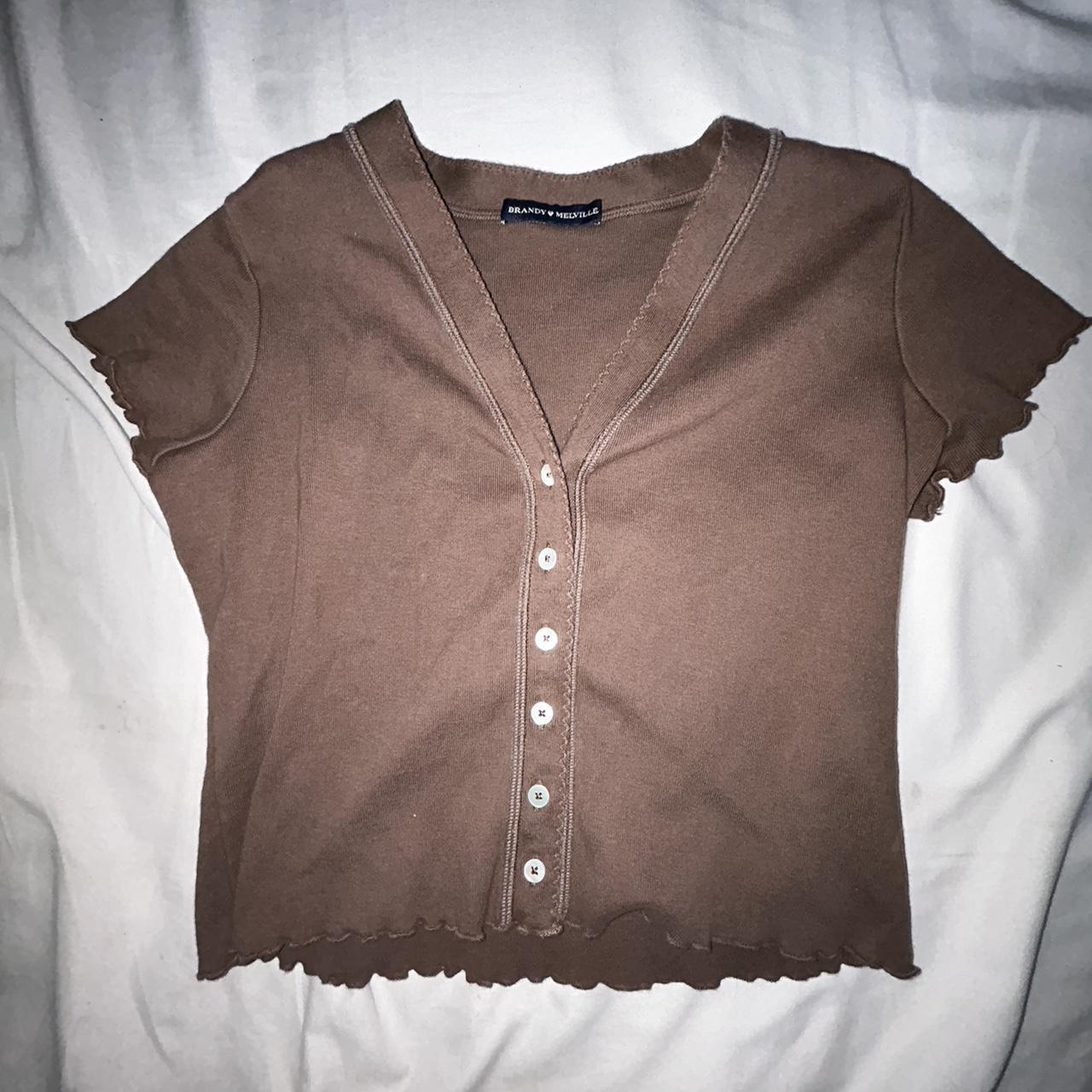 brandy melville brown button up never worn no tags... Depop