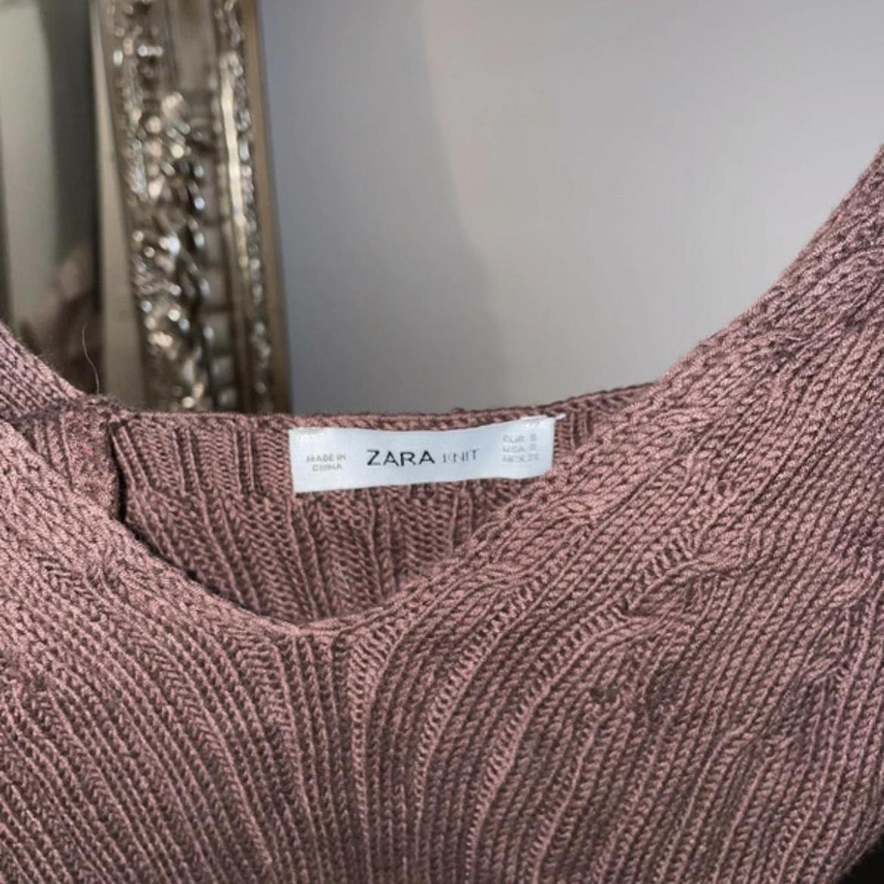 Zara knit crop top, the cutest thick knit chocolate... Depop