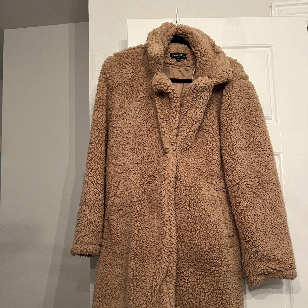 Cozy + cute light brown teddy bear coat! Worn twice... - Depop