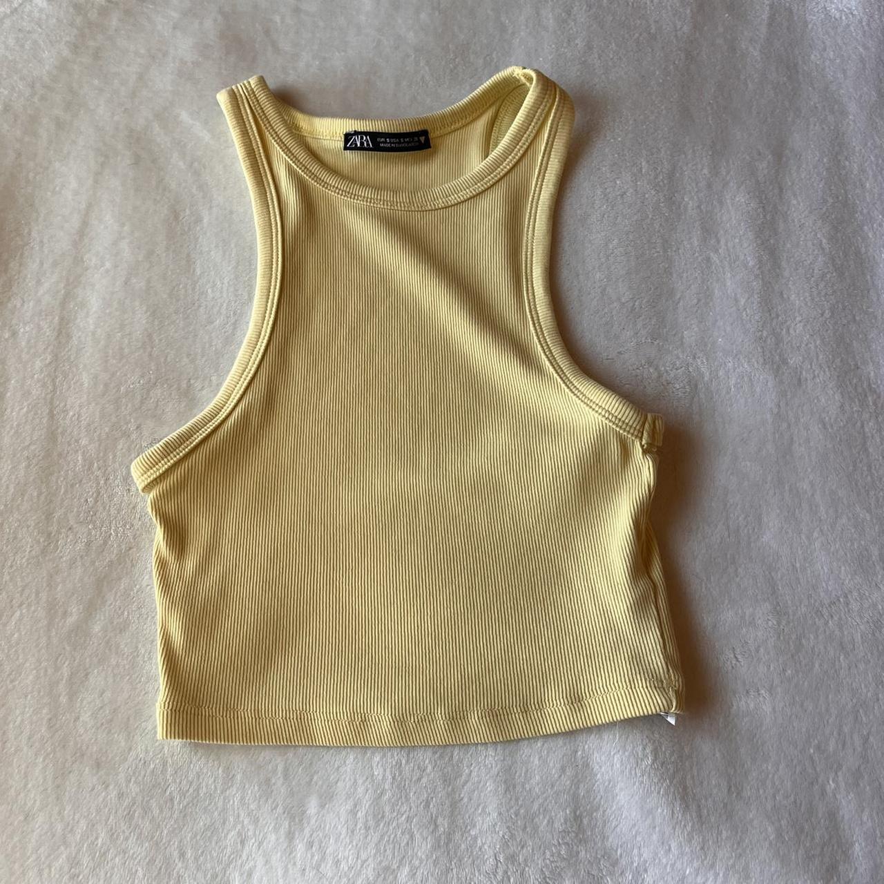 Zara Women's Yellow Vest Depop
