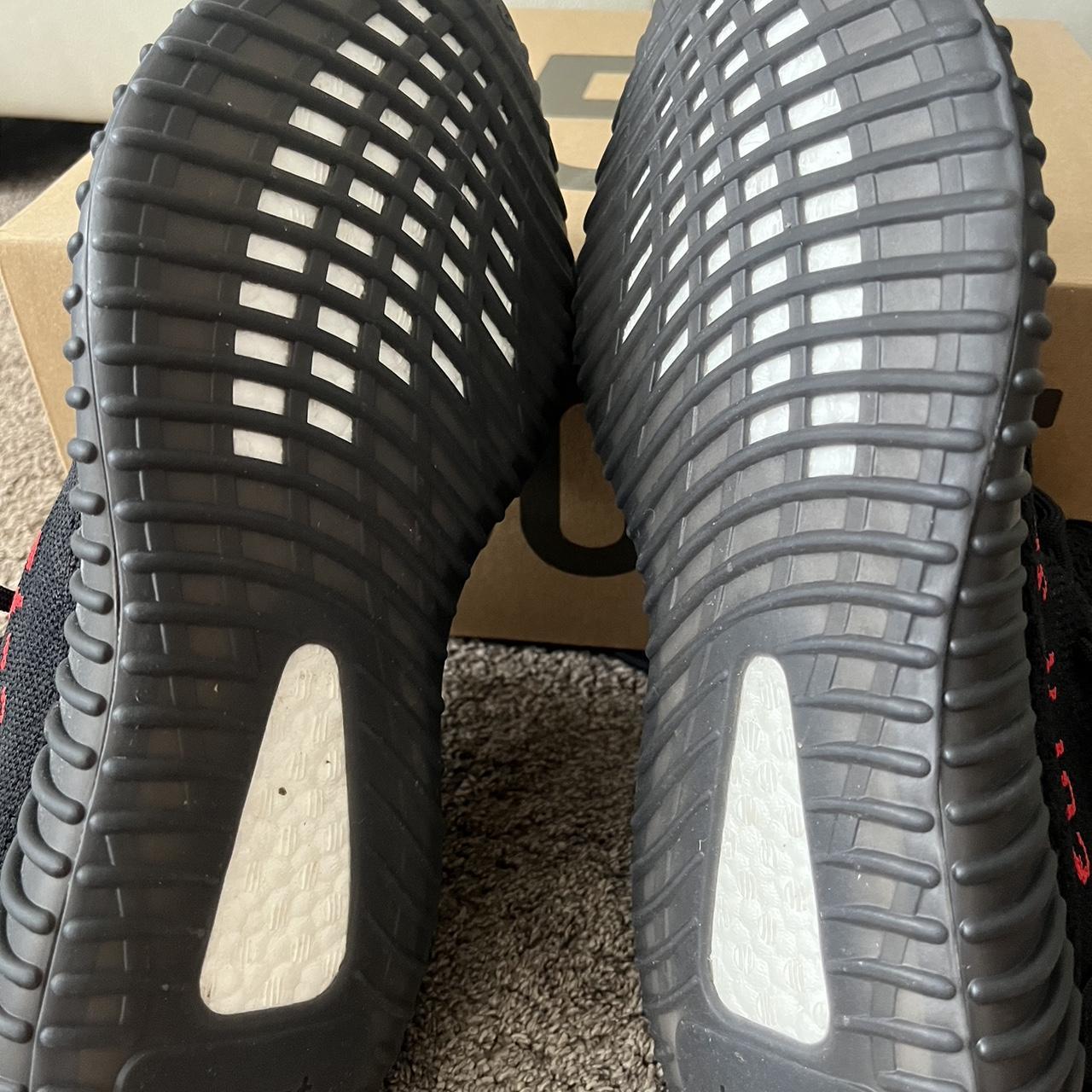 Yeezy 350 bred🔴 worn once very lightly on carpet.... - Depop