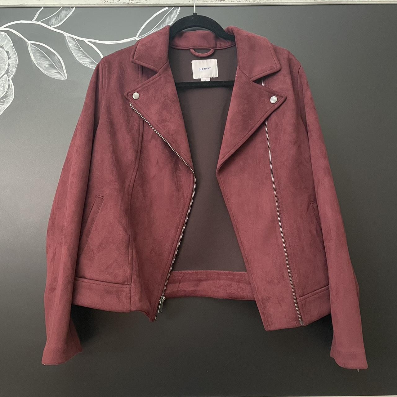 Burgundy Velvet Jacket with Zipper - Depop