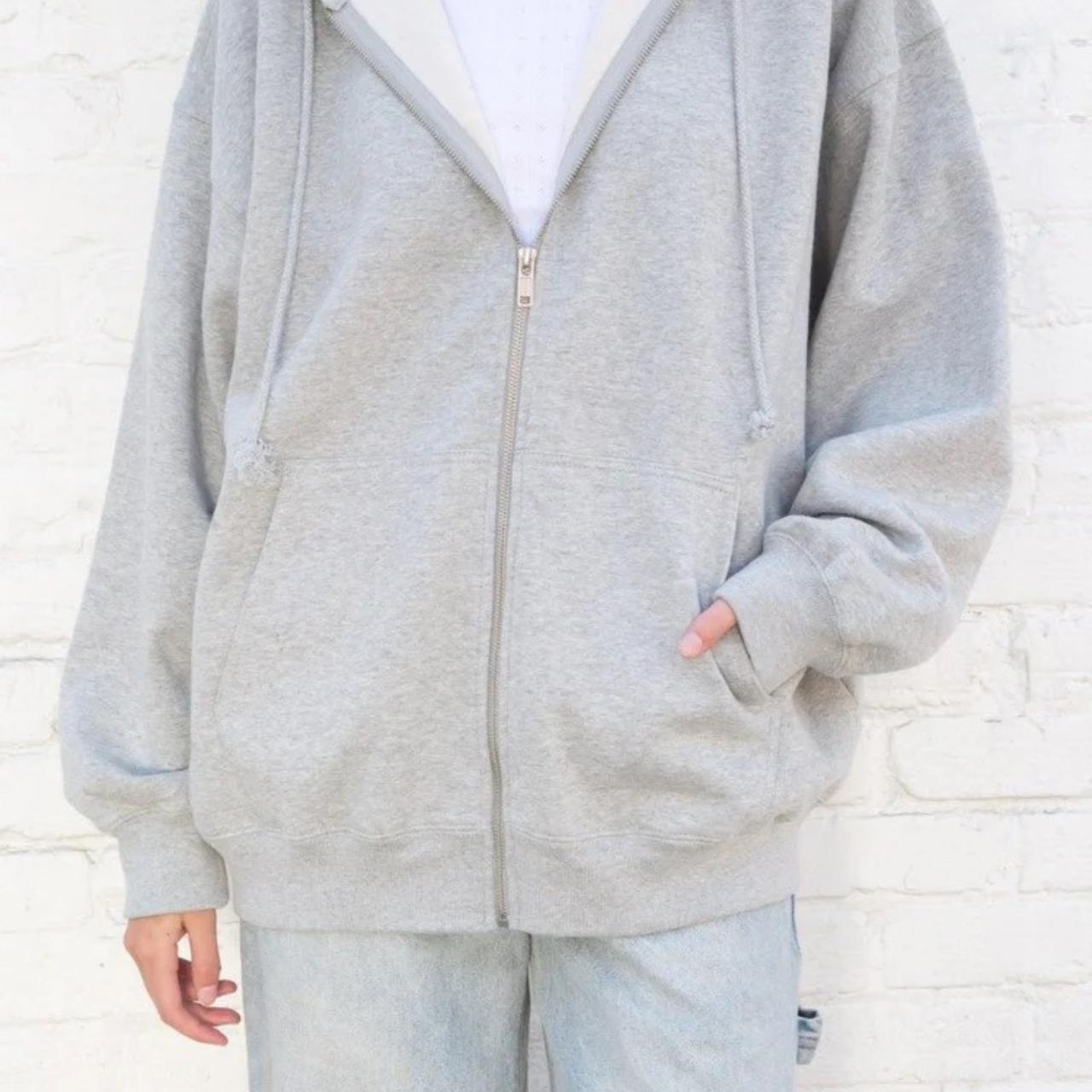 Brandy melville oversized gray Christy 28 zip up hoodie Depop