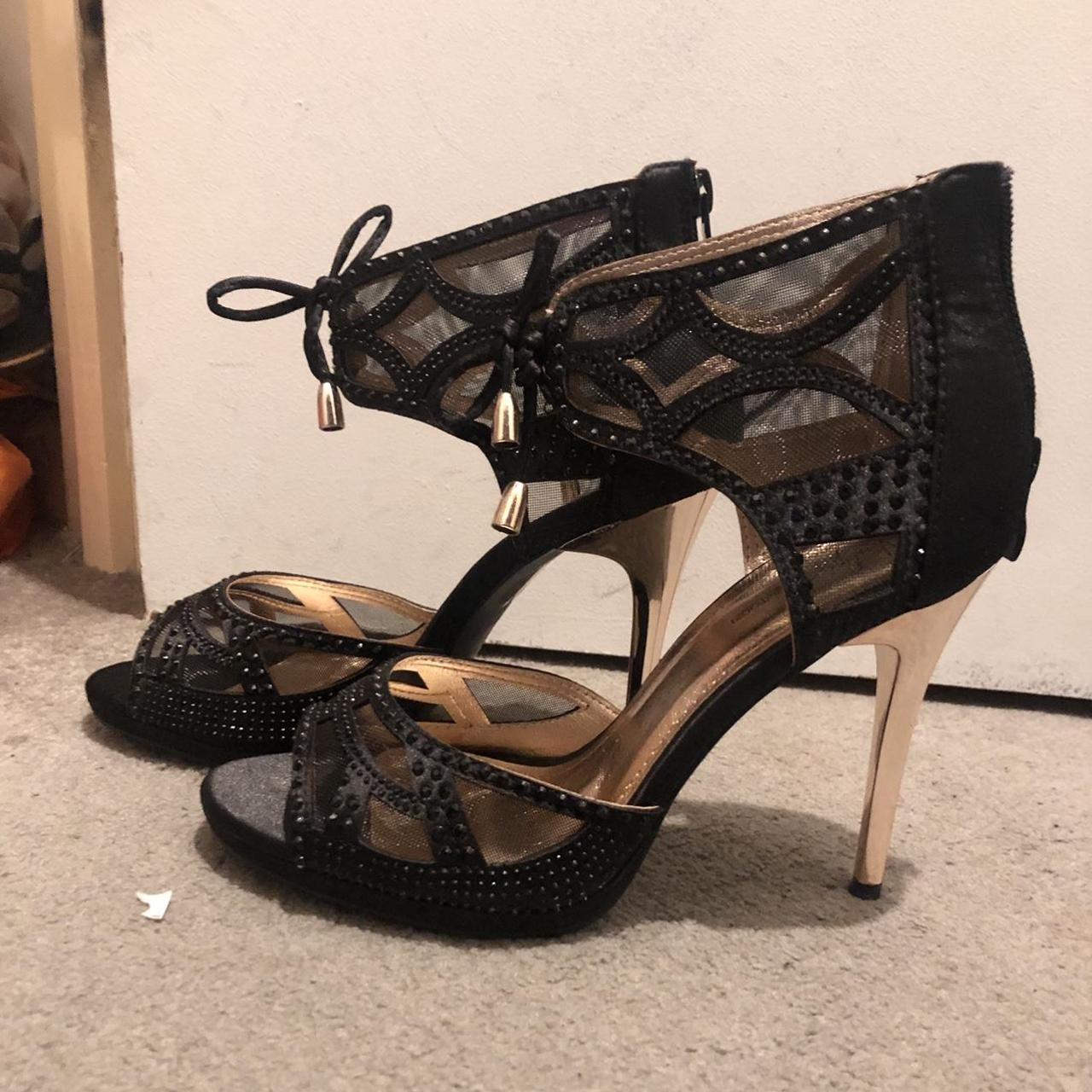 Navy blue and gold mesh heels Never worn Heel... - Depop