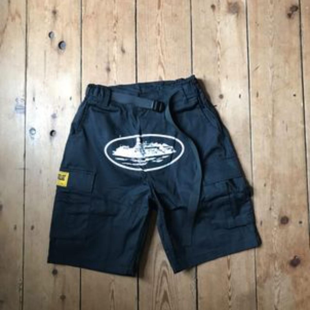 Corteiz cargo shorts Black and white Size small and... - Depop