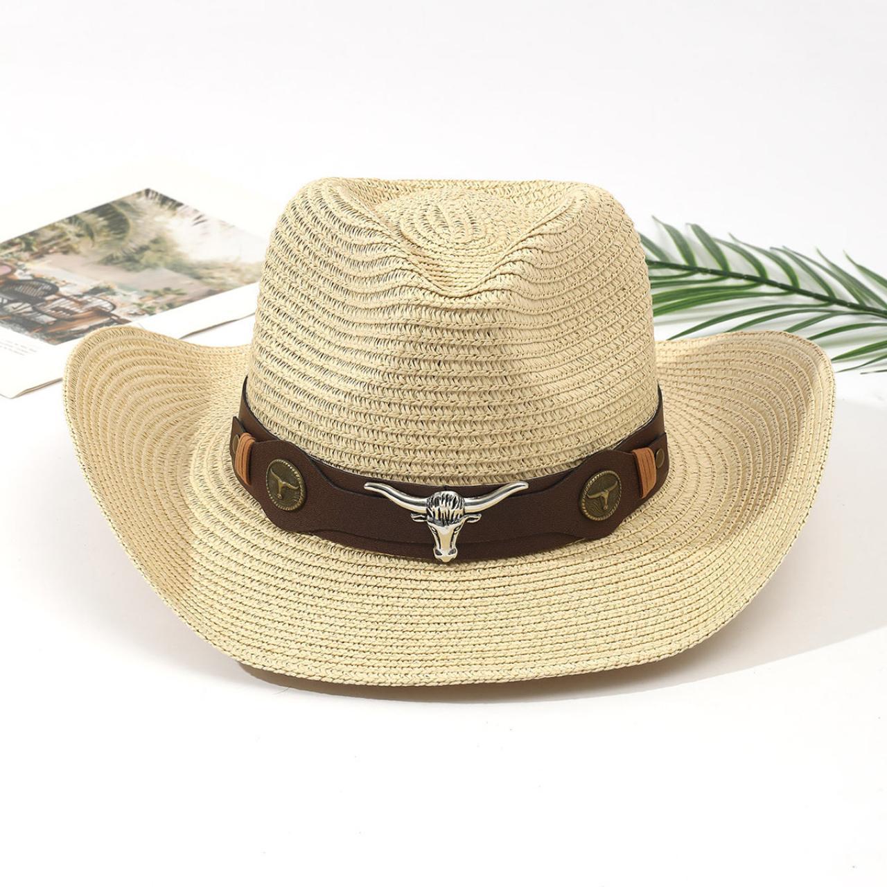 Wide brim beach straw sun hat for women sun - Depop