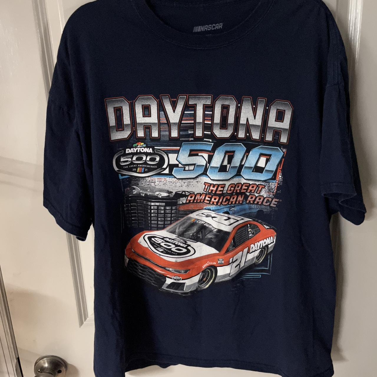 NASCAR Men's Navy and Red T-shirt | Depop