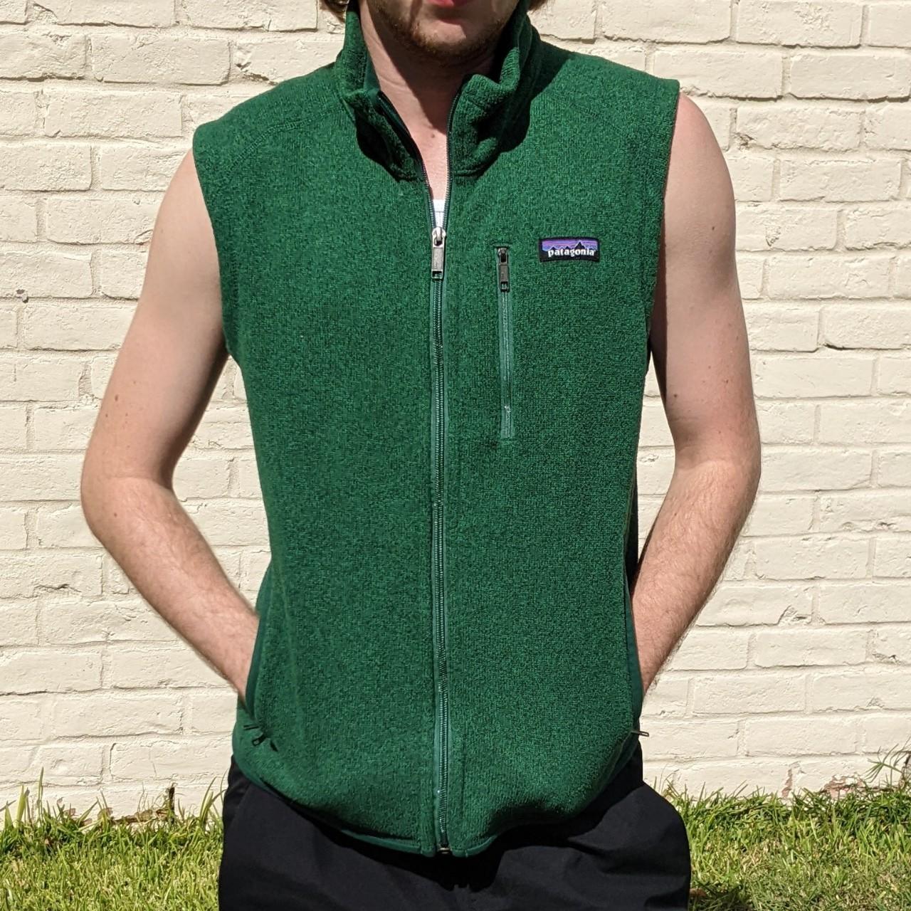 Patagonia green wool collared vest with zipper... - Depop