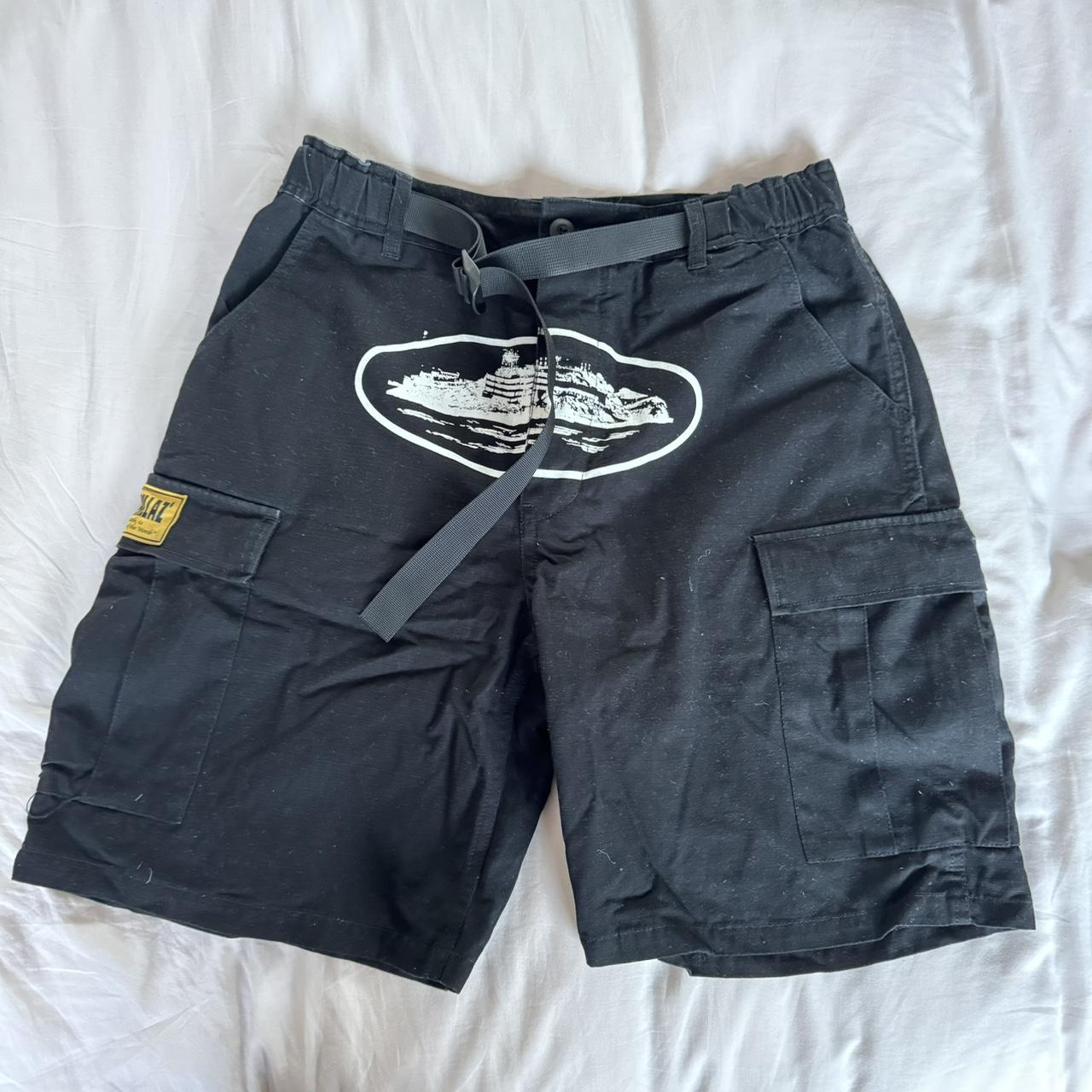Corteiz black cargo shorts, size M, excellent condition - Depop