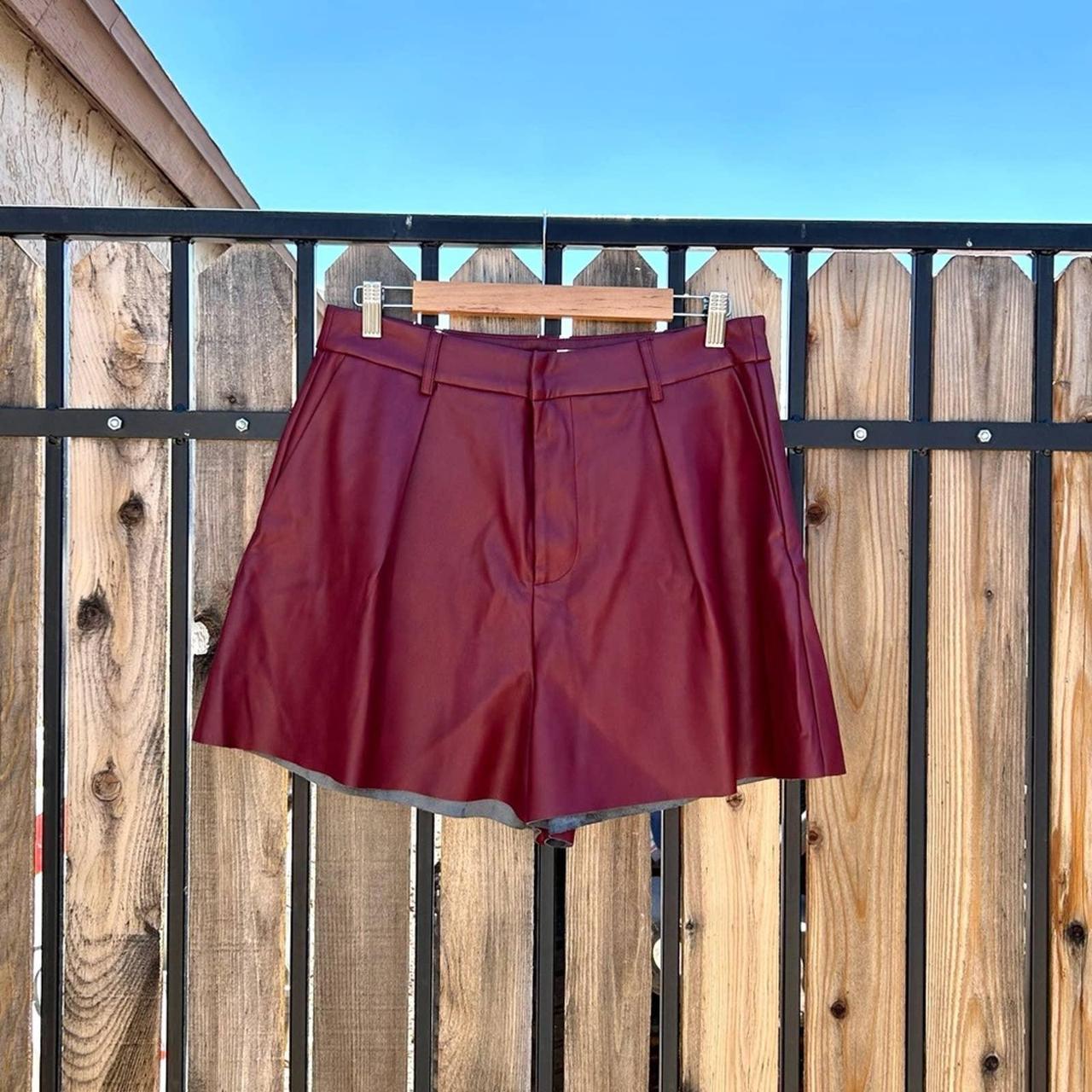 Burgundy hot sale leather shorts