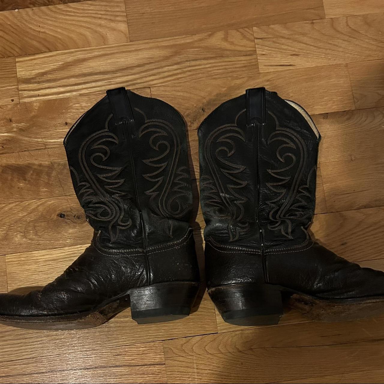 black and brown boots