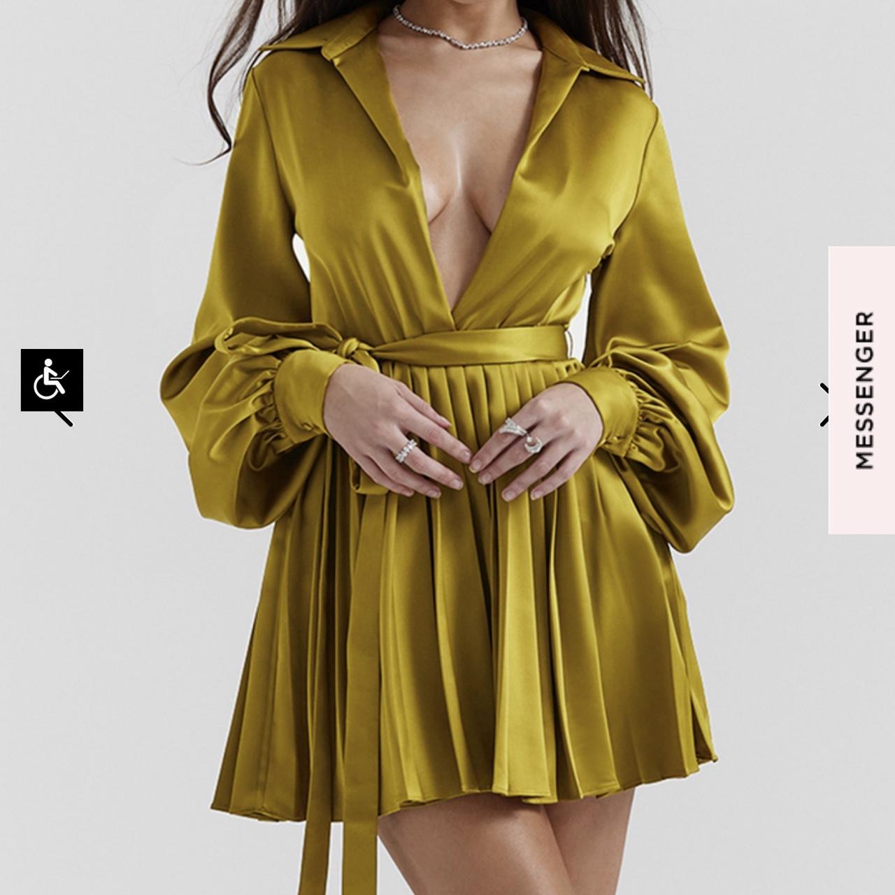 House of CB “ ALLEGRA CHARTREUSE PLEATED Depop