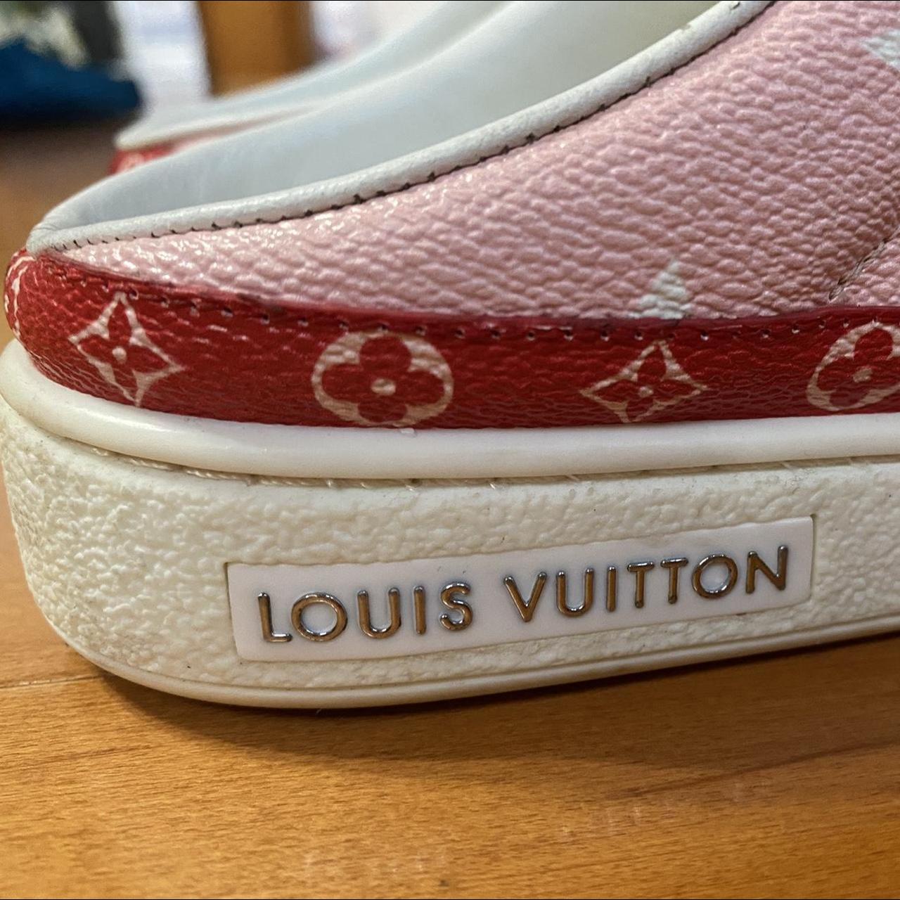 FULL SET Louis Vuitton LV Stellar Open Back Sneakers Slip On Shoes White  Pink