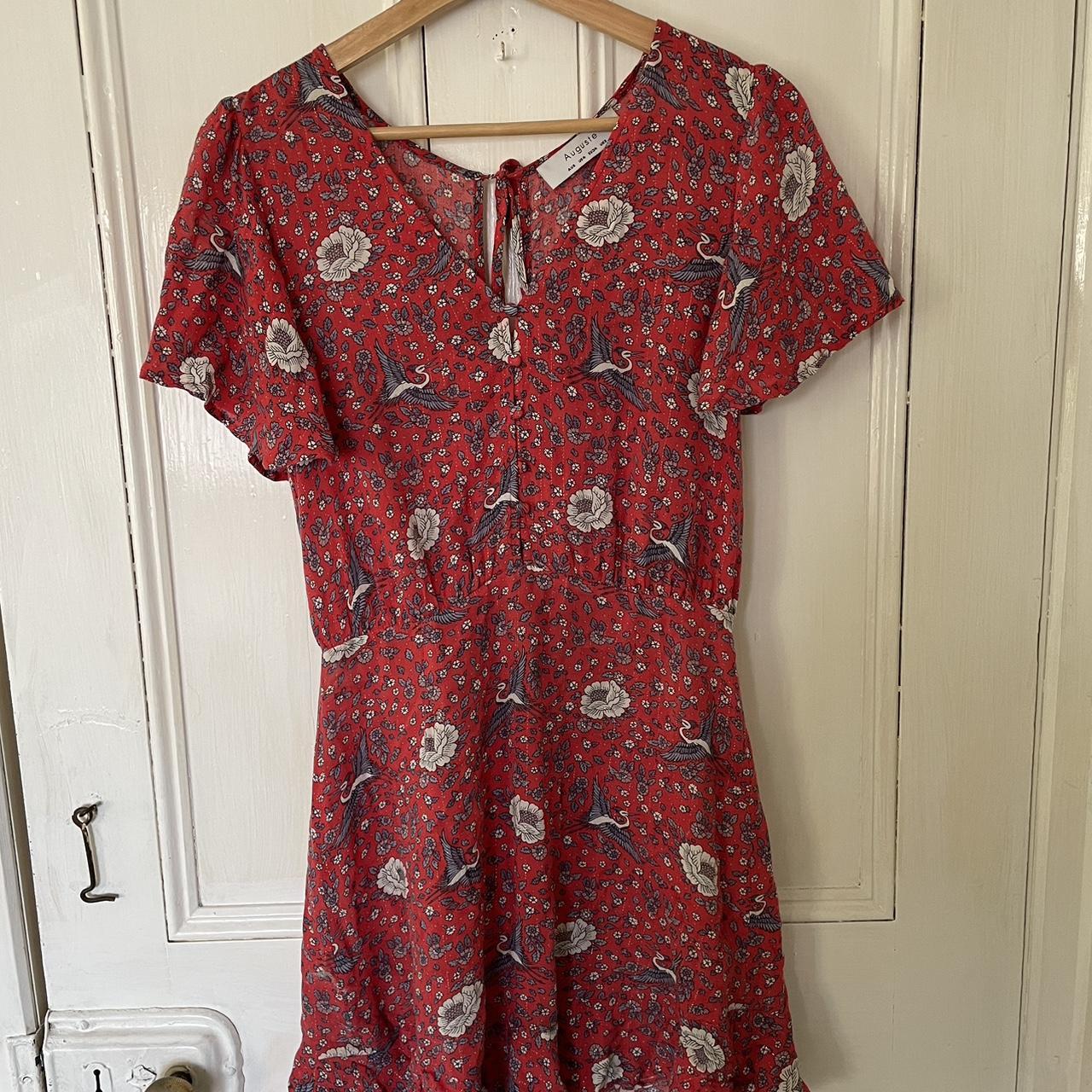 August the label red crane dress - Depop