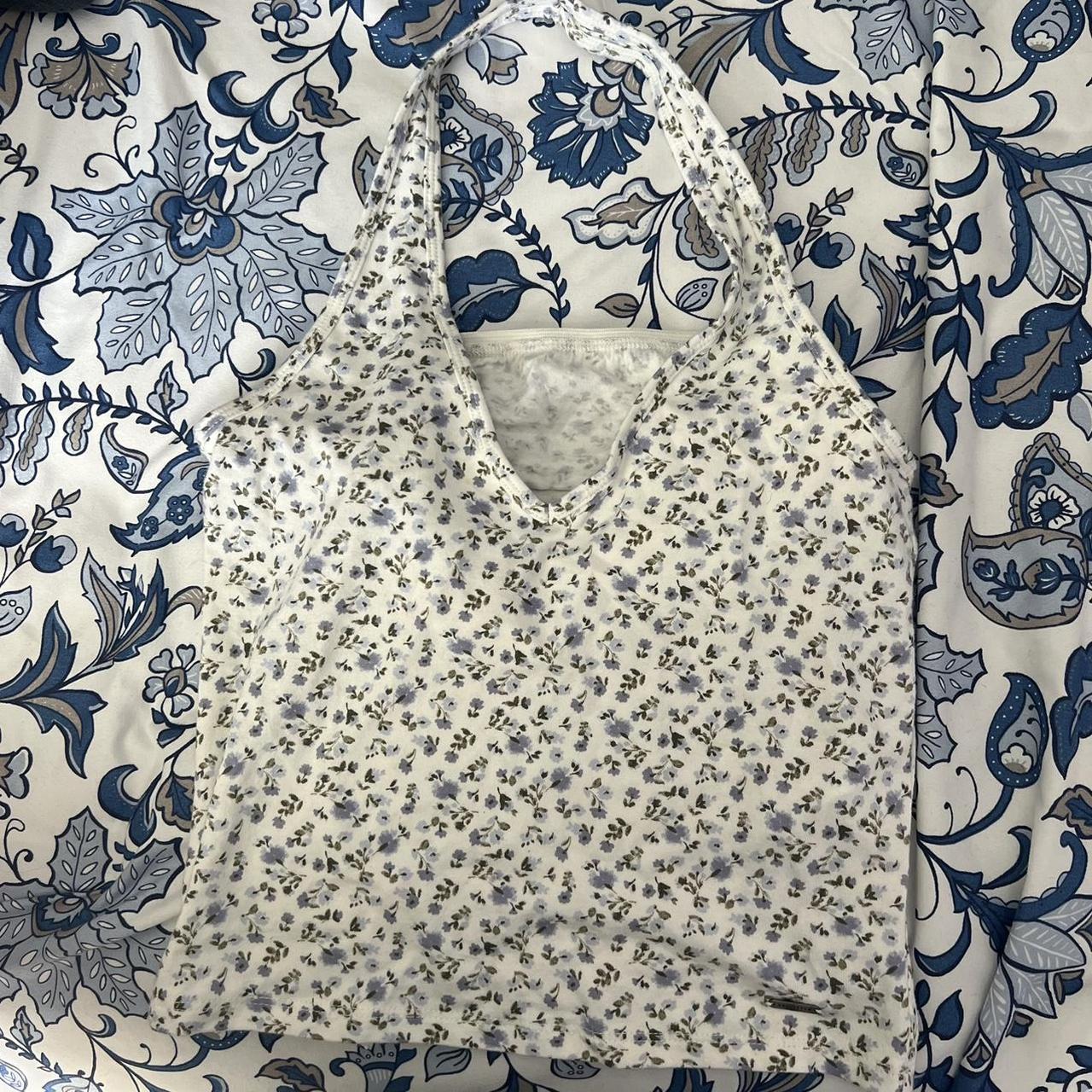 Women's White and Blue Vest | Depop