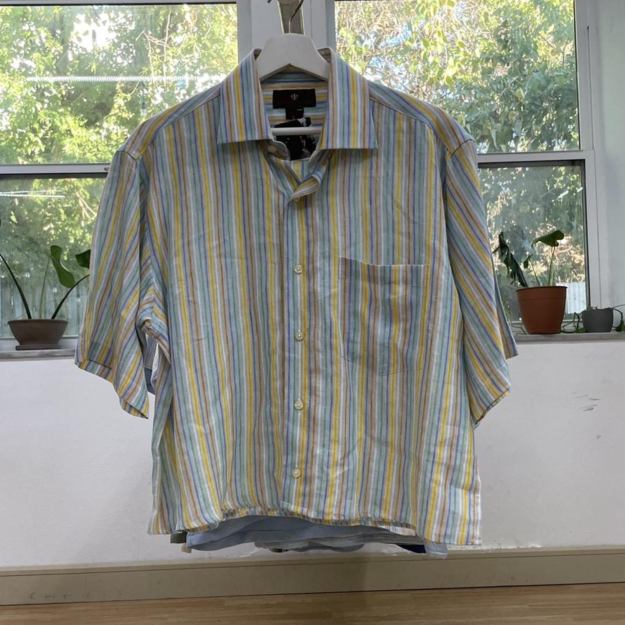 Reworked Mens Striped Box Crop Size: M Length:... - Depop