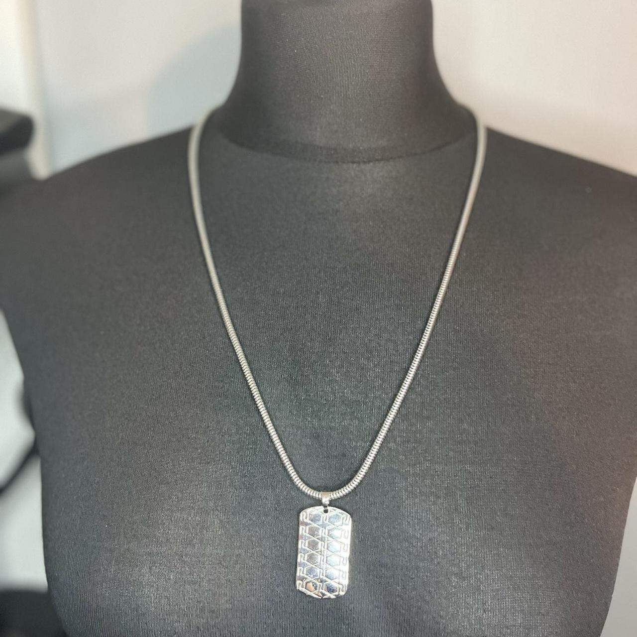 River island dog tag necklace in silver Depop