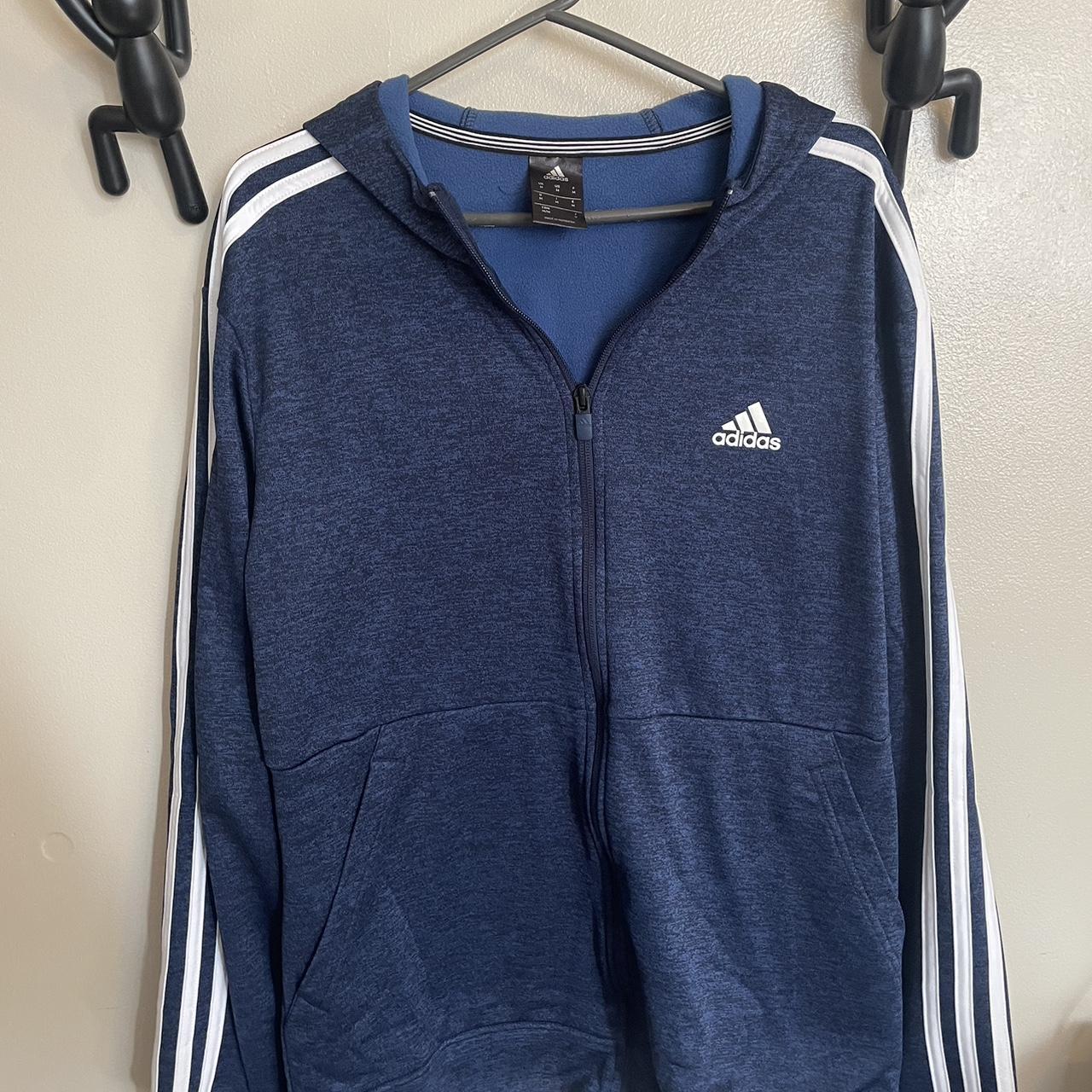 medium blue adidas zip up with hoodies #new #adidas... - Depop