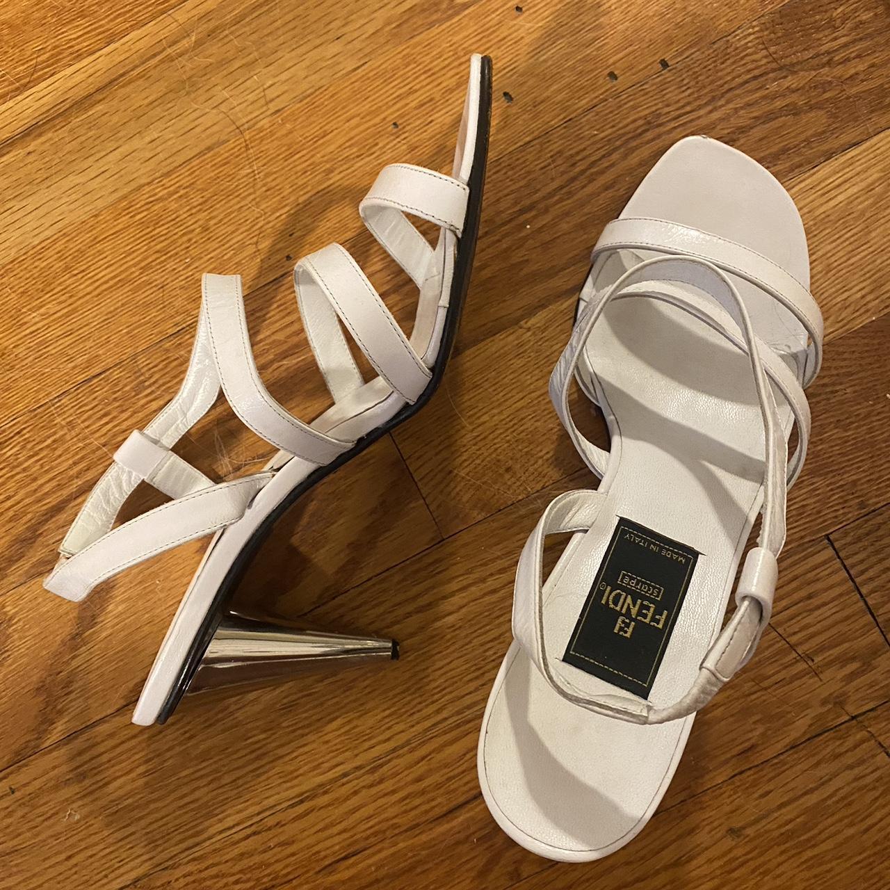 Fendi white heels best sale