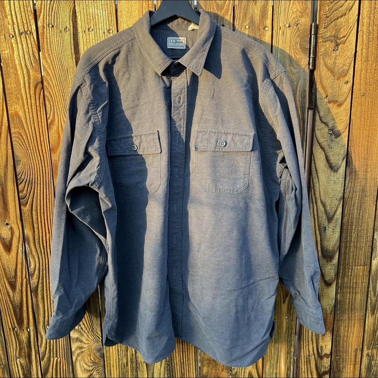 Vintage L.L. Bean Button Up Shirt Color: Grey Size:... - Depop