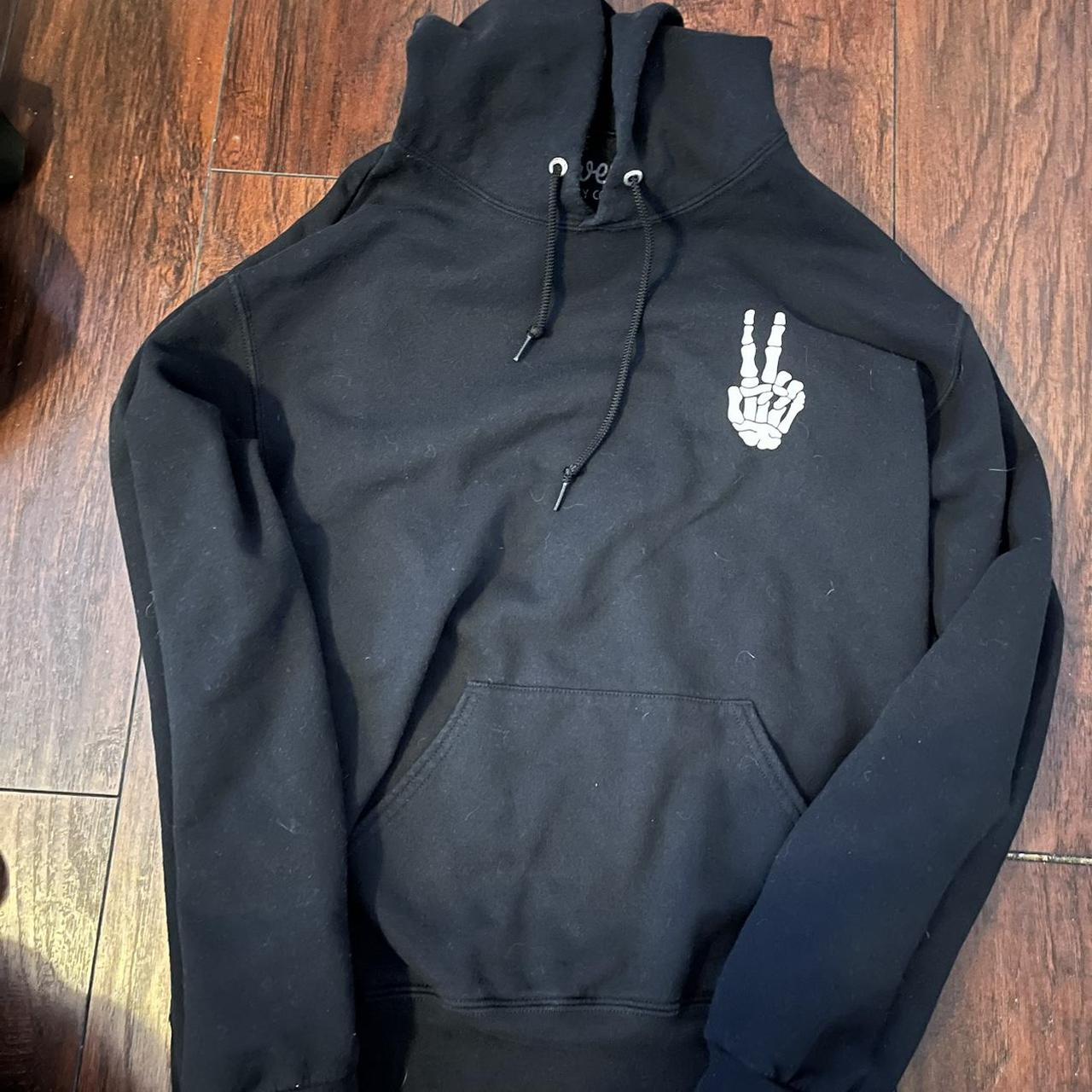 bowery supply co black peace sign skeleton... - Depop