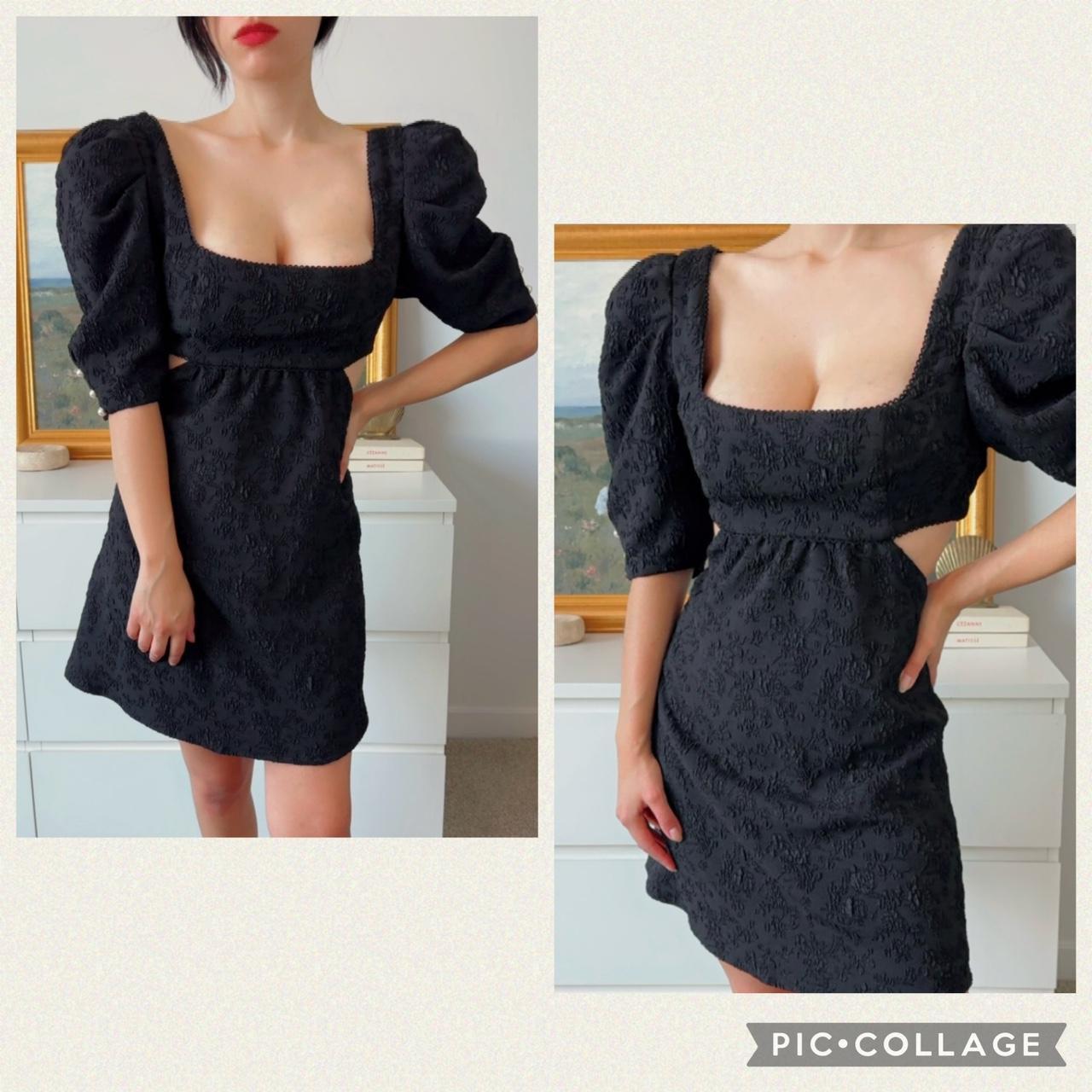 Shops Majorelle Black Lace Mini Dress Puff Sleeve XS