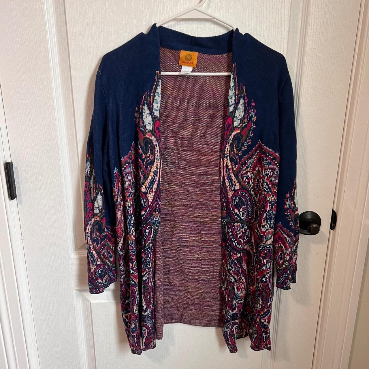Ruby Rd. Women's Cardigan - Blue/Multi - M – Ruby… - image 2