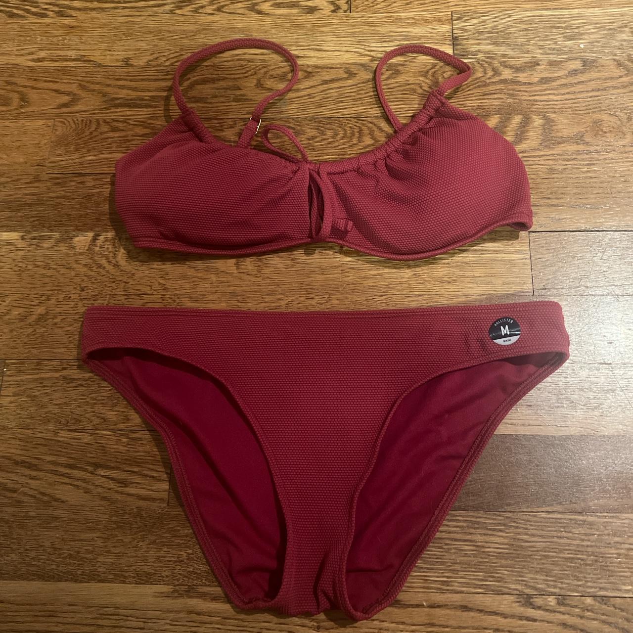 Hollister red wine colored bikini never been worn... Depop
