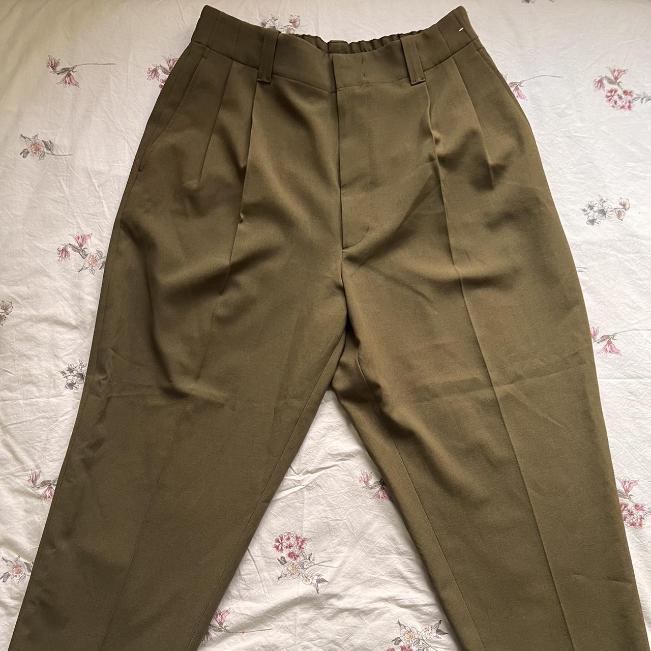 Marni Uniqlo Green Pleated Pants Bought from Uniqlo... - Depop