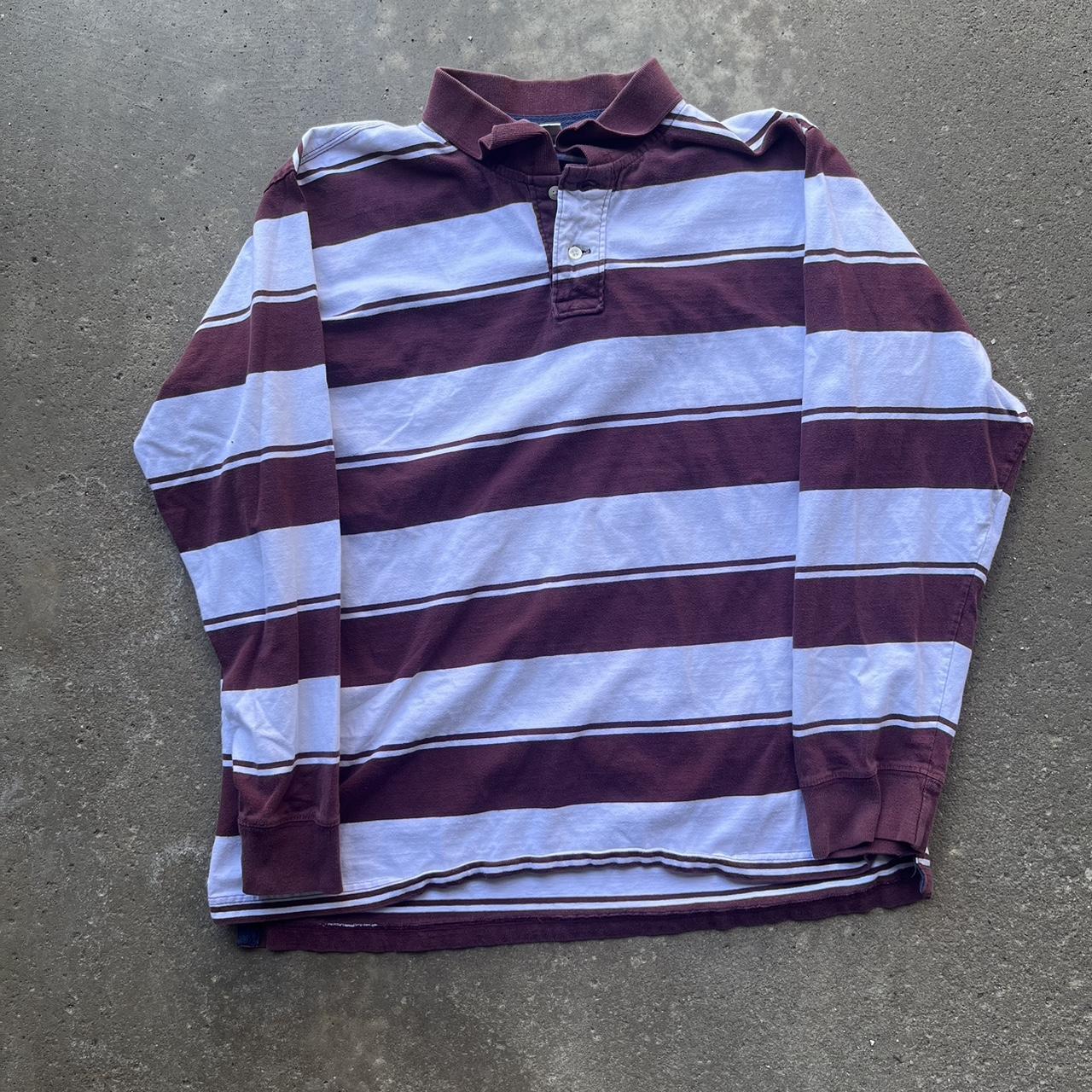 Striped Rugby Shirt Perfect condition Can fit a large - Depop