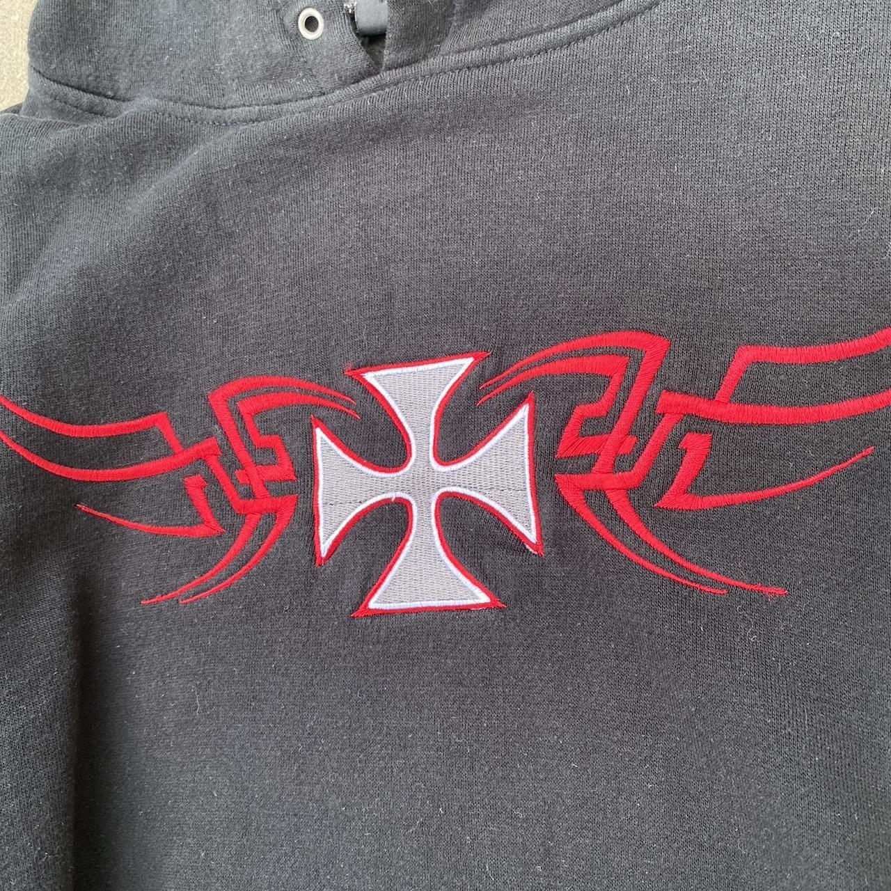 Men's Black and Red Hoodie Depop