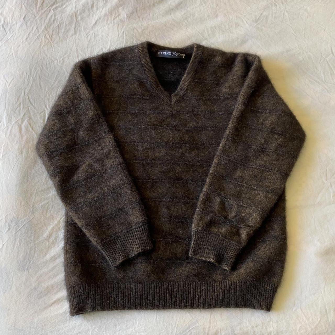 Merino and Possum wool knit sweater with a v-neck.... - Depop