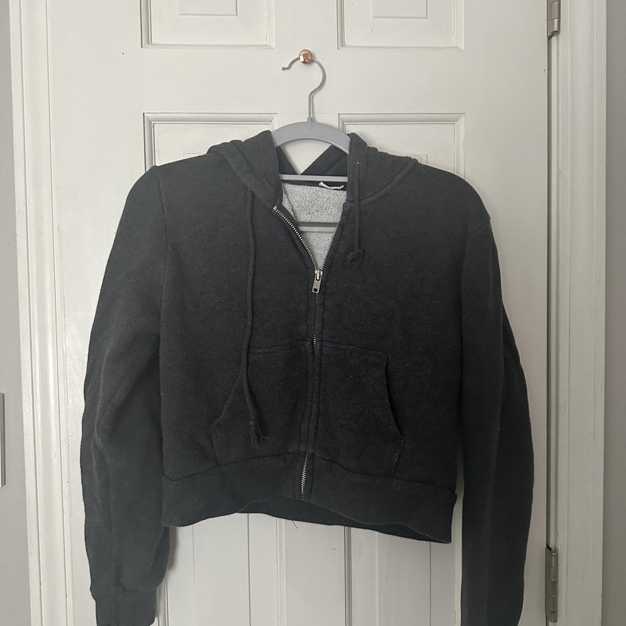 lightly worn Brandy Melville cropped hoodie-jacket - Depop