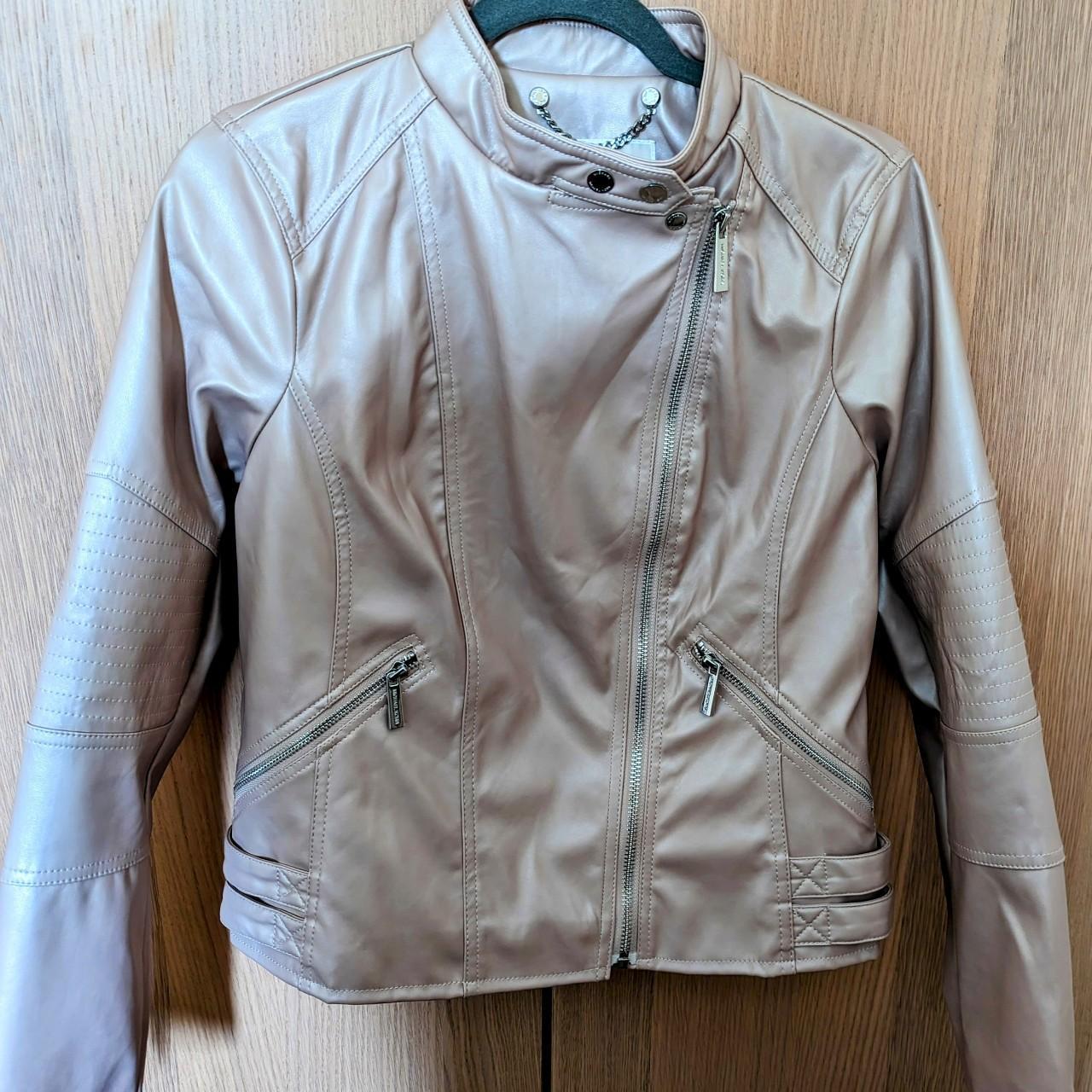 Michael Kors Leather Jacket Slim Fit Worn once... - Depop