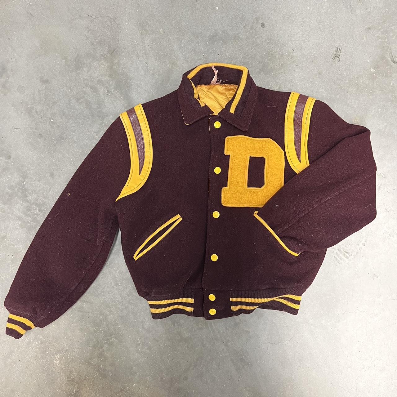 Men's Burgundy and Yellow Jacket | Depop