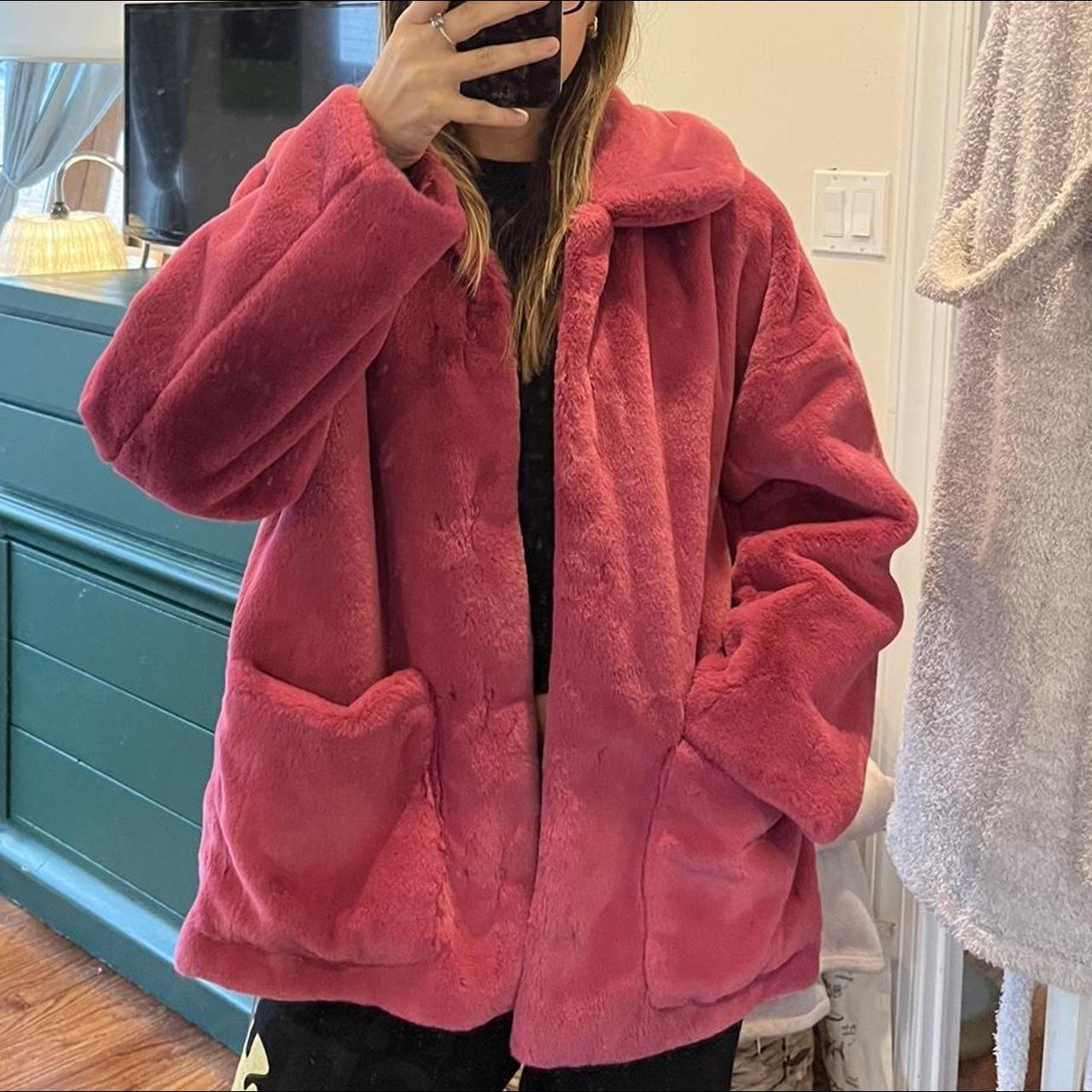 H M pink faux fur jacket fully lined and SO