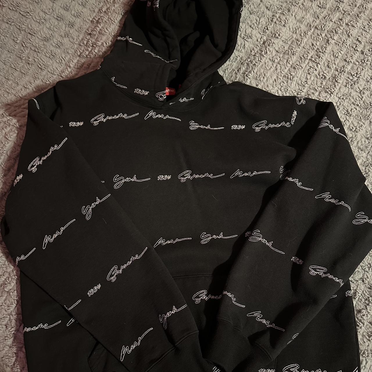 Supreme script clearance hoodie black