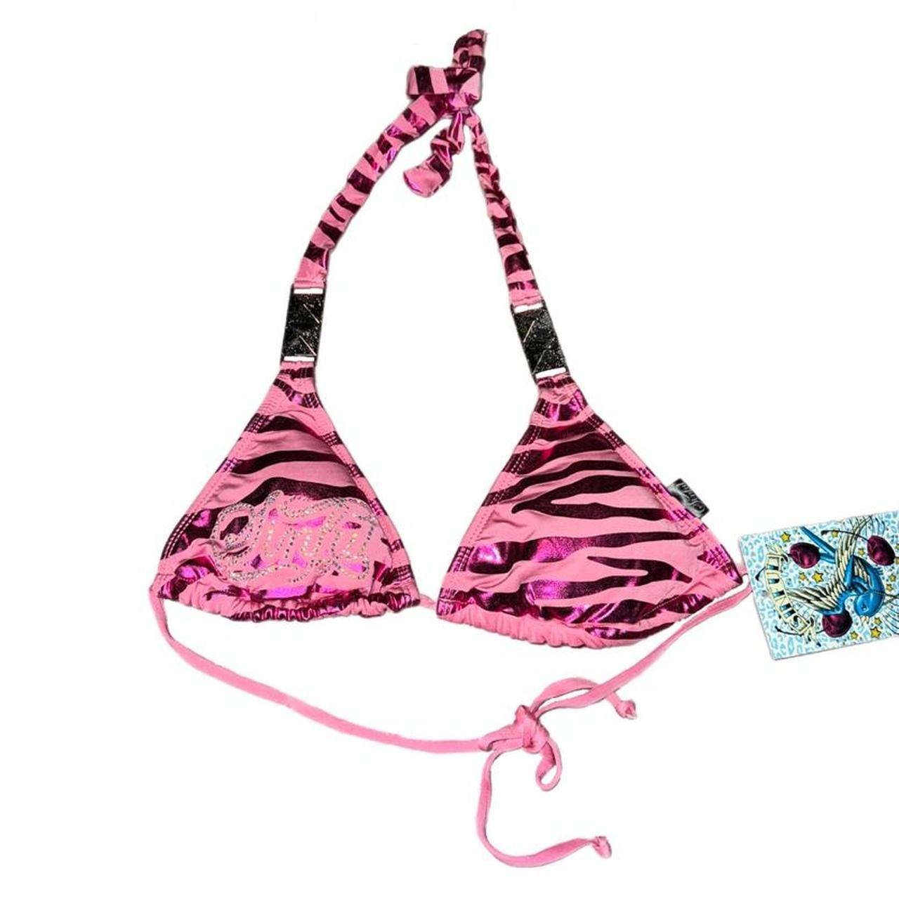 Sinful bikini top cute sexy pink and metallic zebra... - Depop