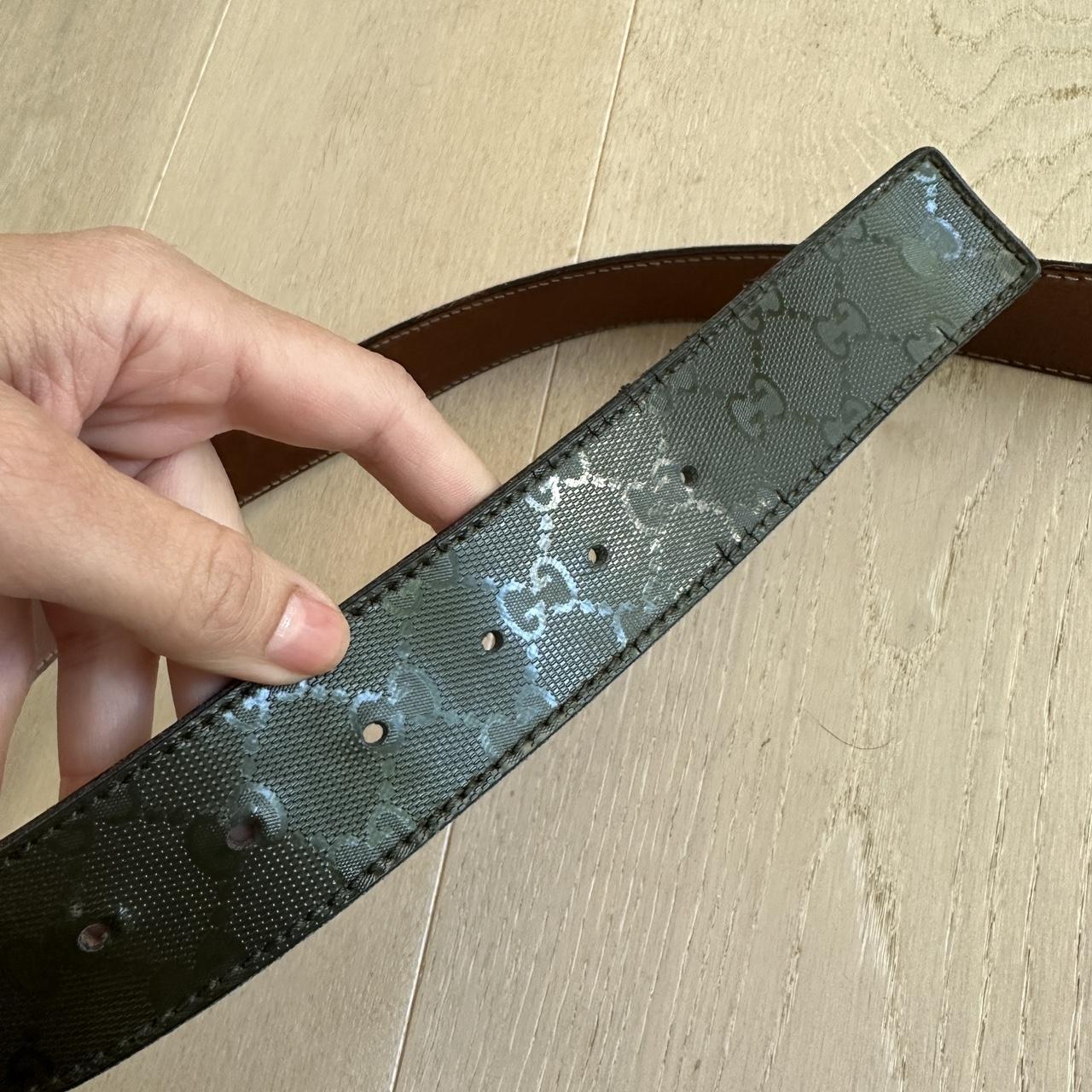 Authentic silver gucci belt Black, thick, leather - Depop