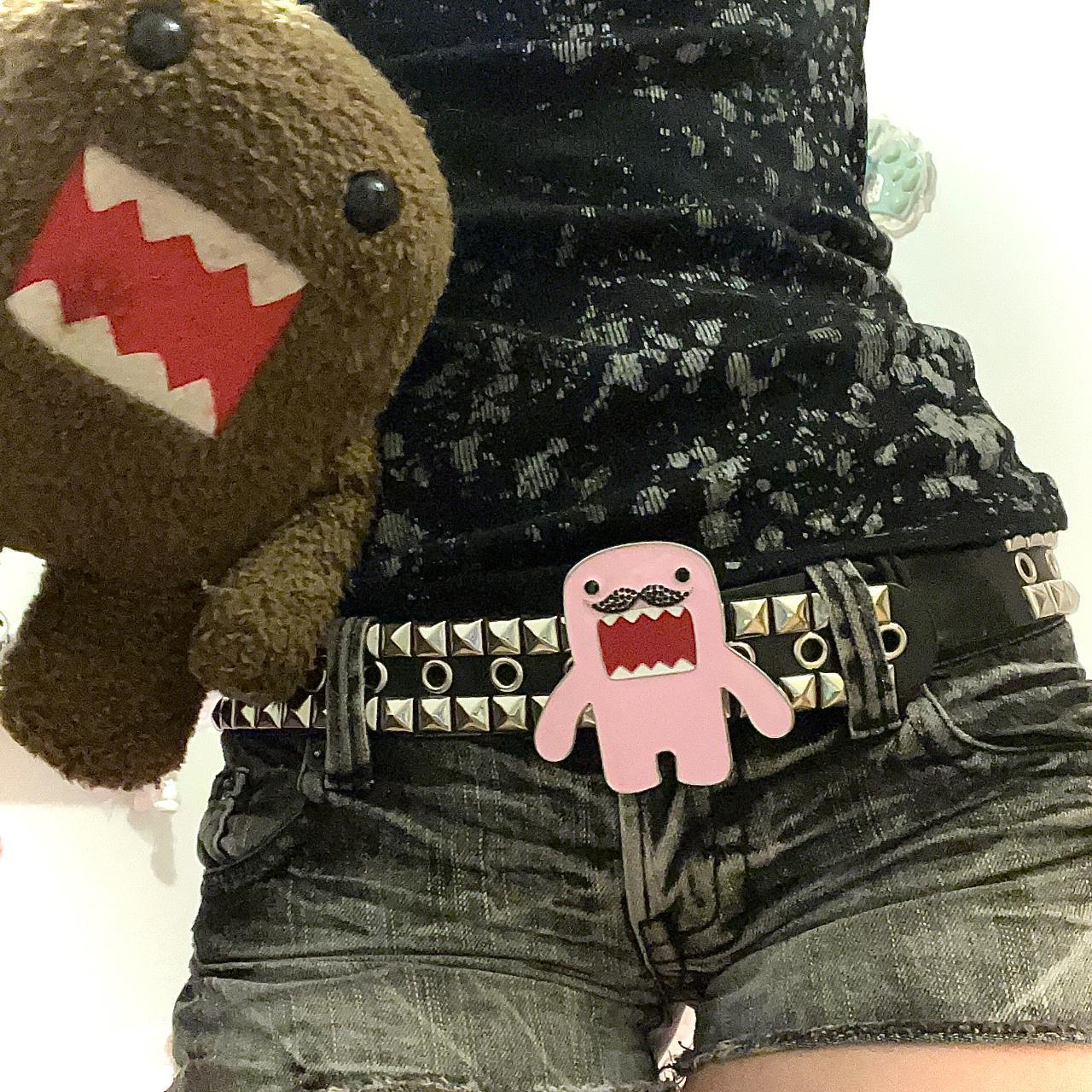 pink domo mustache rhinestone belt buckle :3 - belt... - Depop